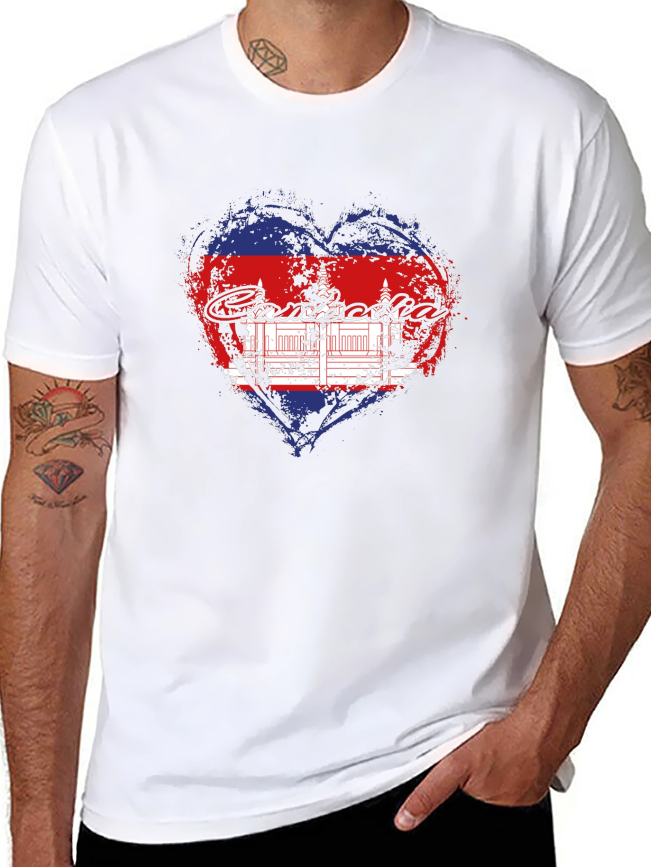 Cambodia Heart Flag Graphic T-Shirt