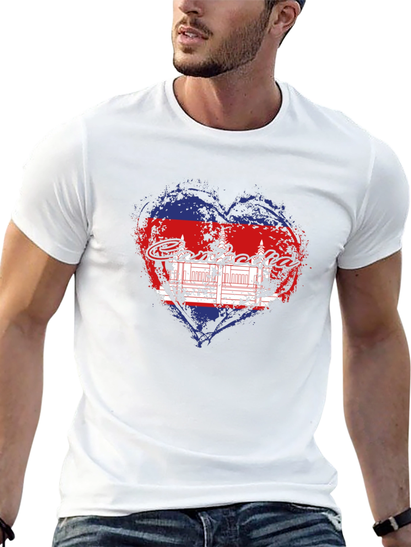 Cambodia Heart Flag Graphic T-Shirt