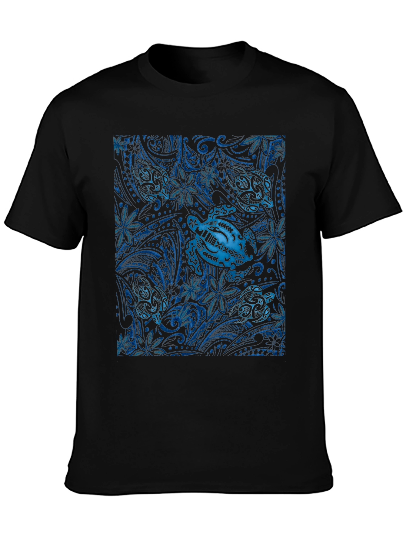 Turtle Print Black T-Shirt
