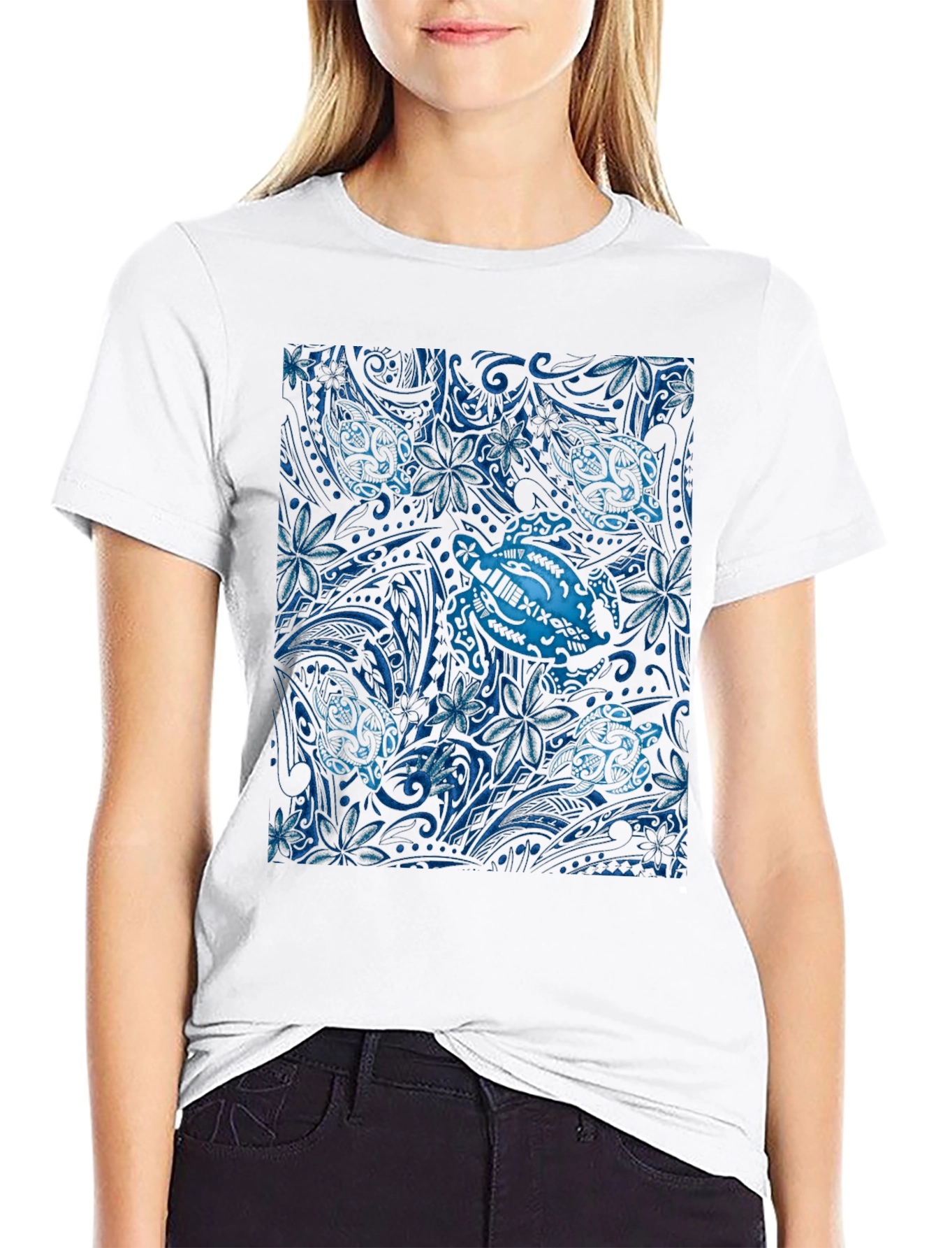 Turtle Print Black T-Shirt