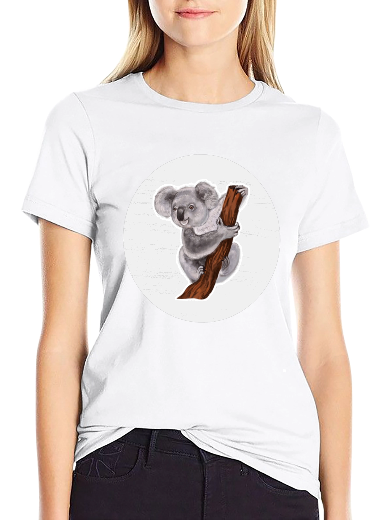 Koala Bear Graphic T-Shirt - Black Cotton Blend
