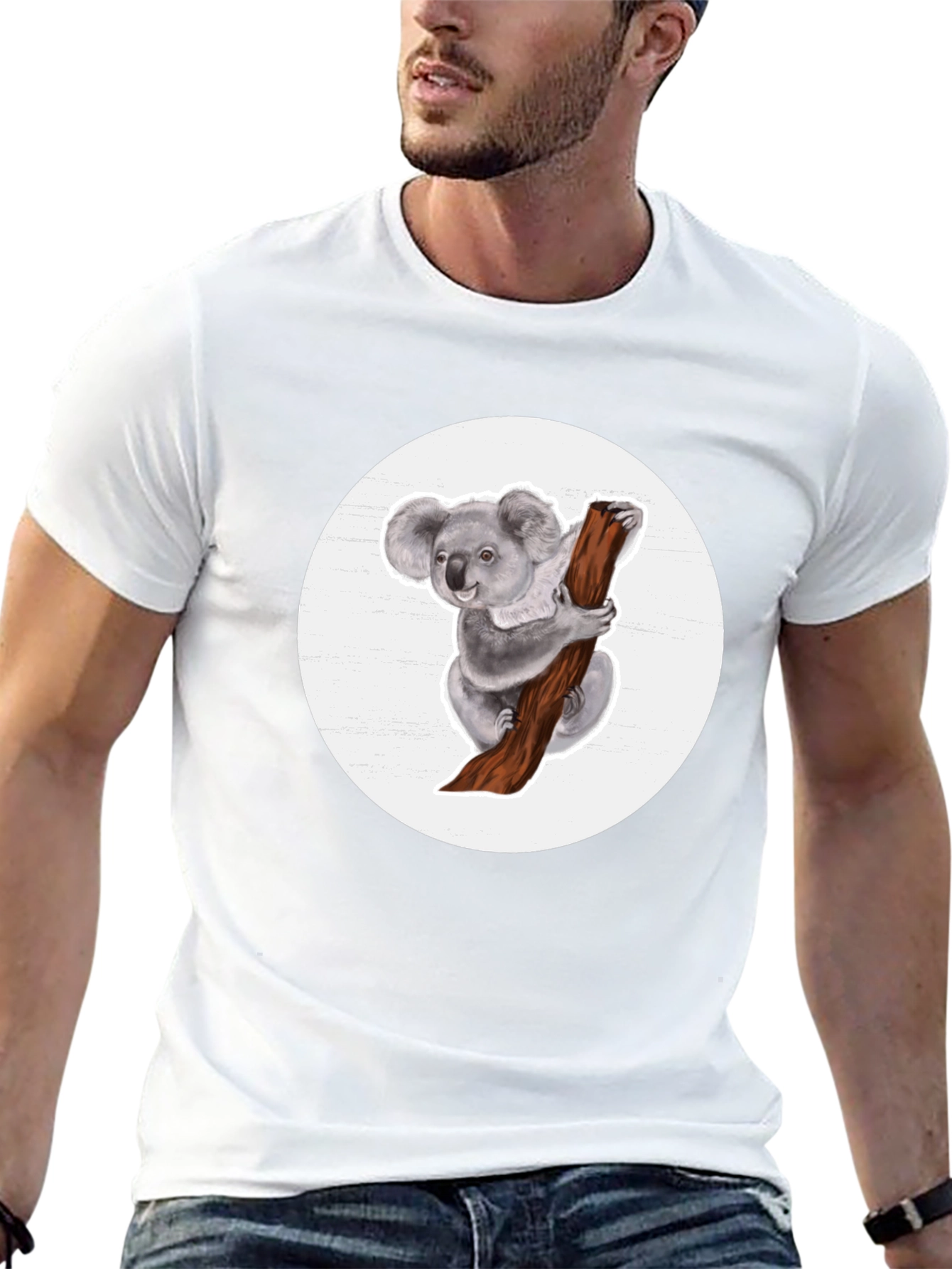 Koala Bear Graphic T-Shirt - Black Cotton Blend