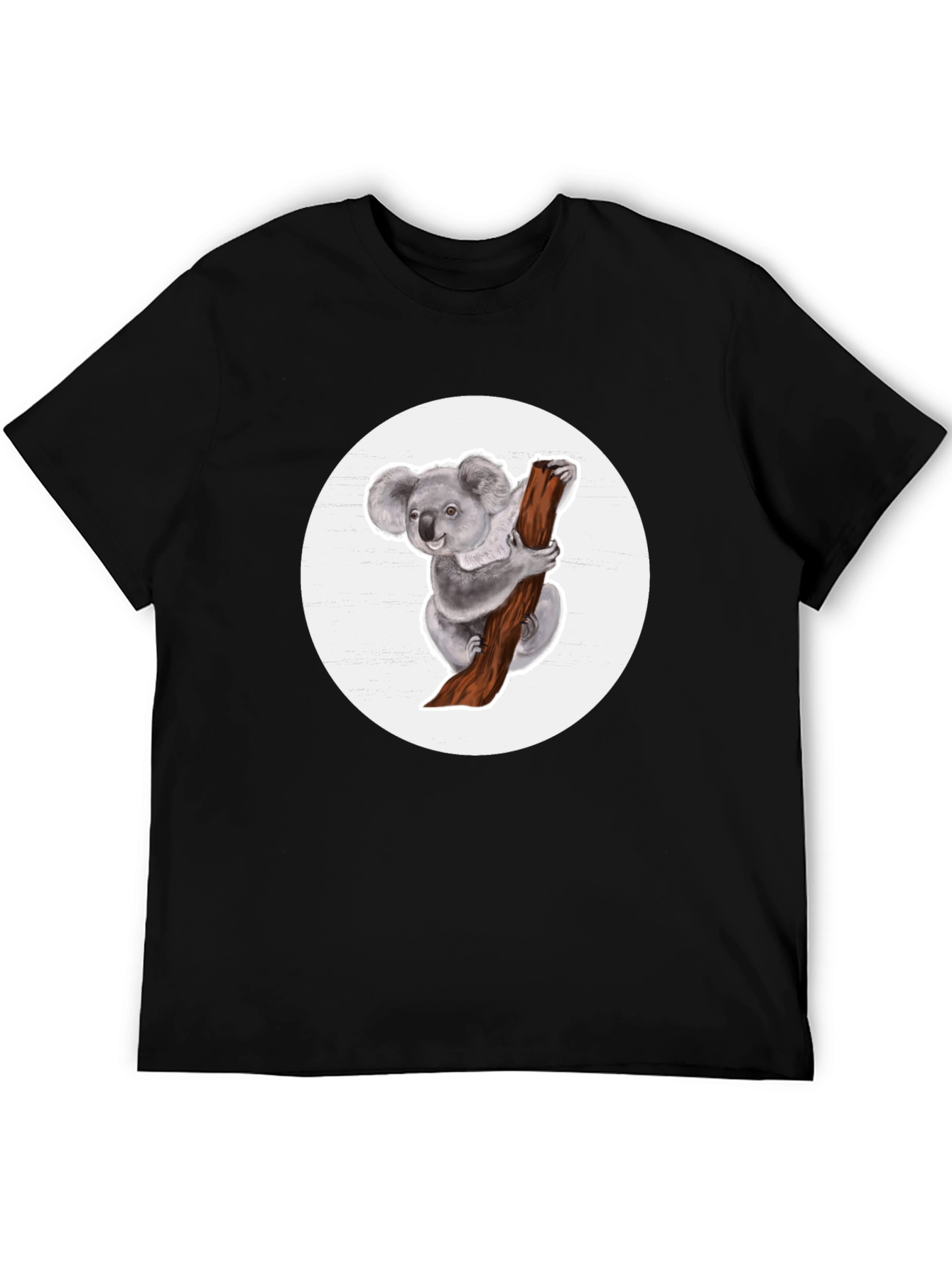 Koala Bear Graphic T-Shirt - Black Cotton Blend