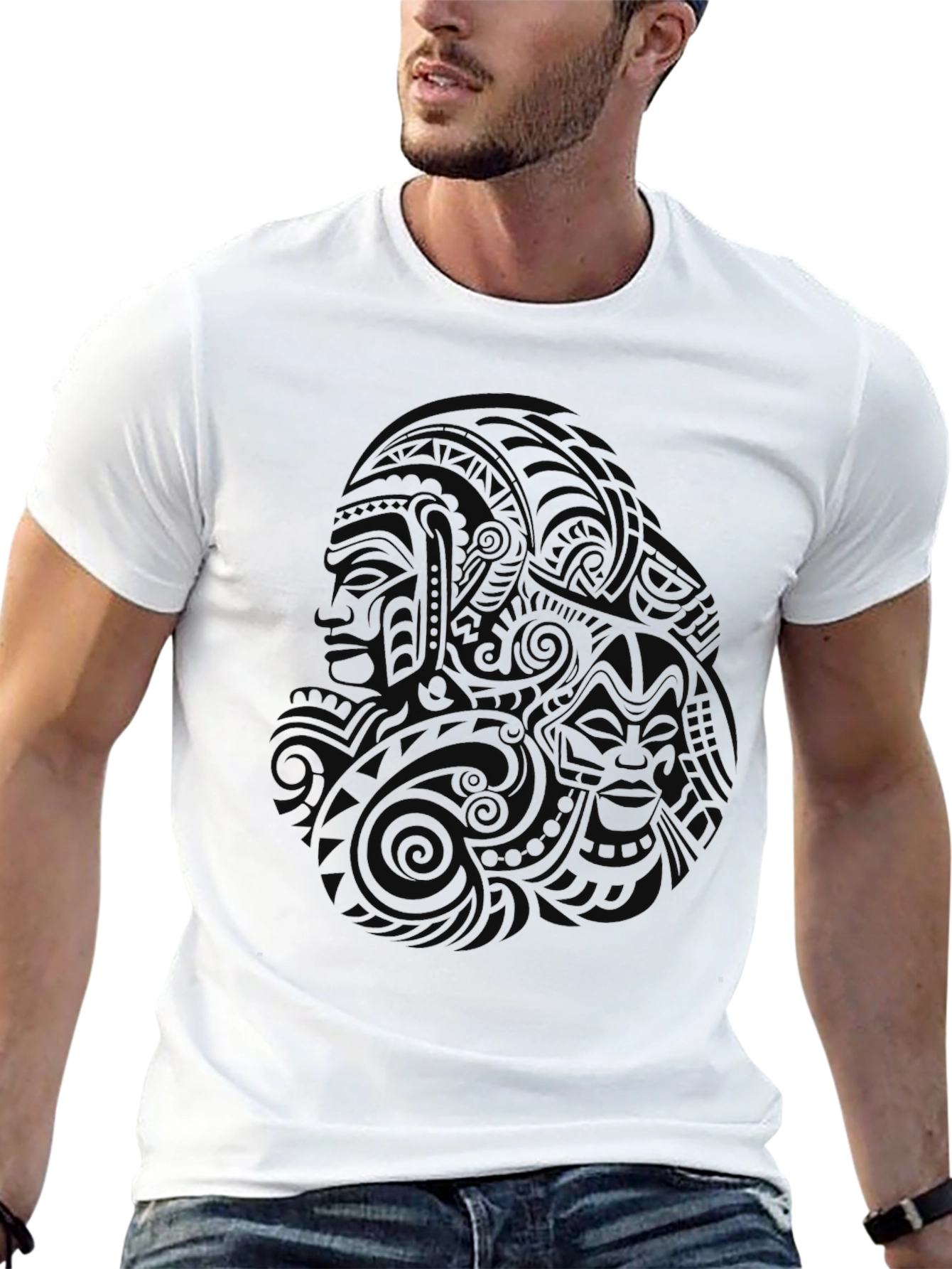 Black Tribal Design T-Shirt