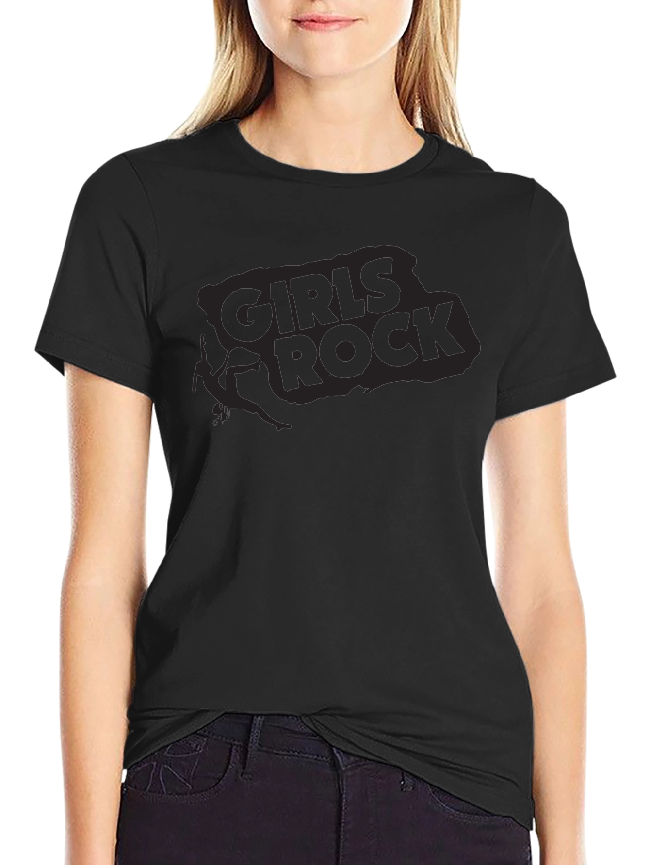 Girls Rock Graphic Tee - Black Cotton