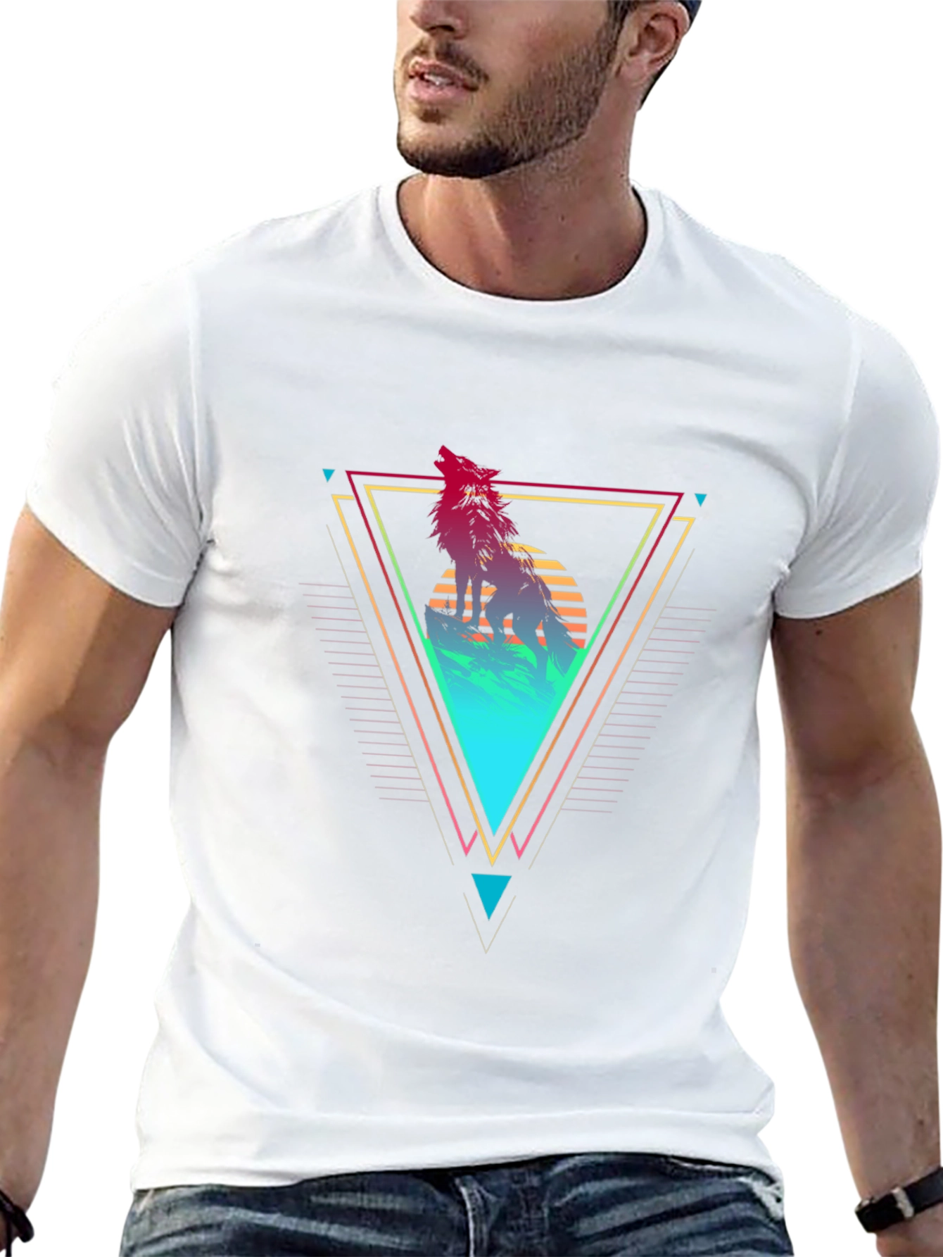 Geometric Wolf Graphic Tee