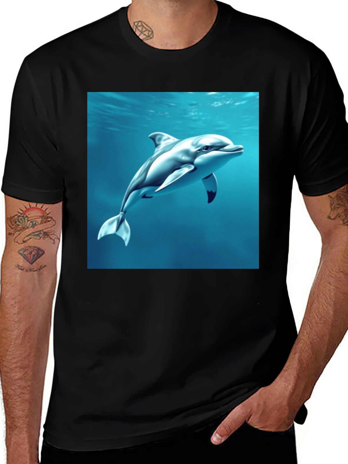 Dolphin Graphic Tee - Mens Black T-Shirt