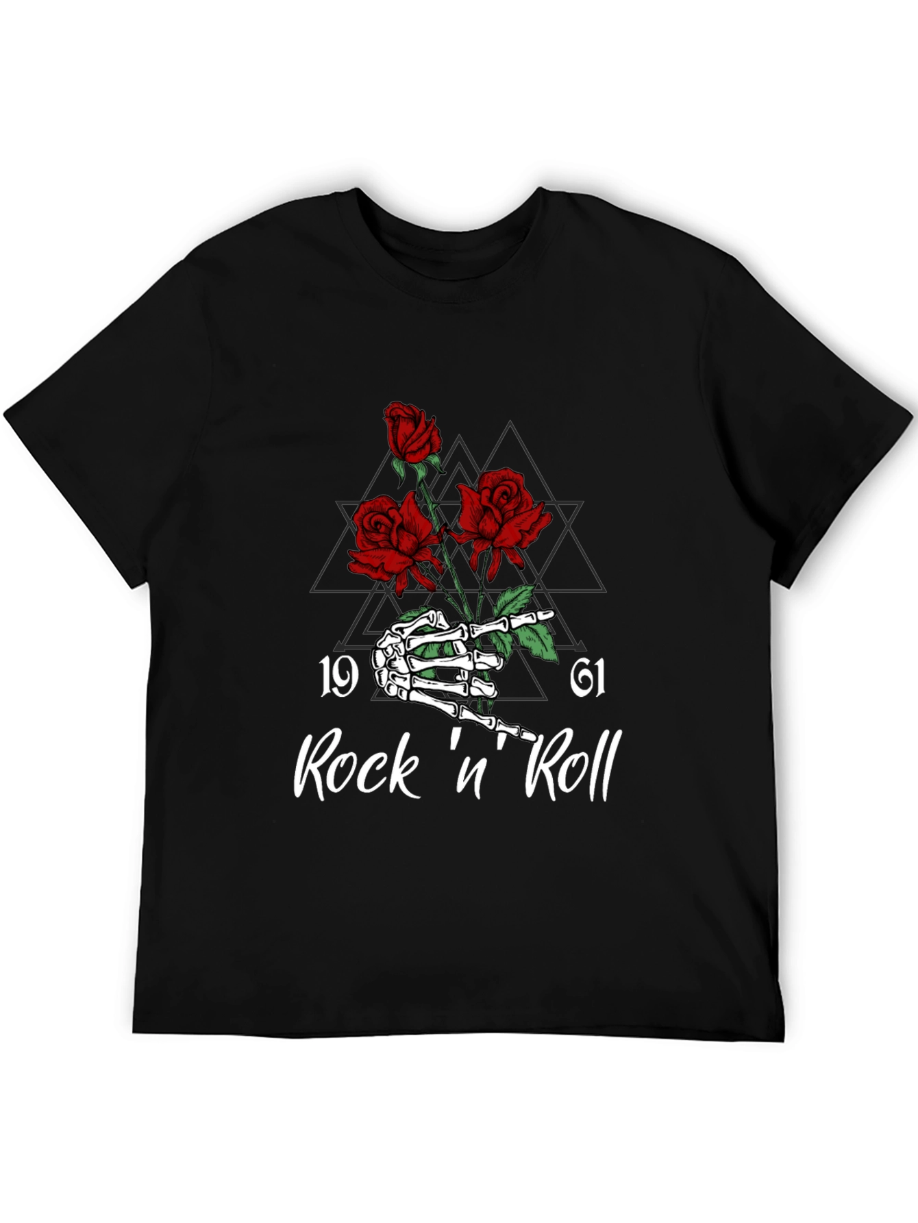 Rock n Roll Skeleton Hand & Roses Graphic Tee