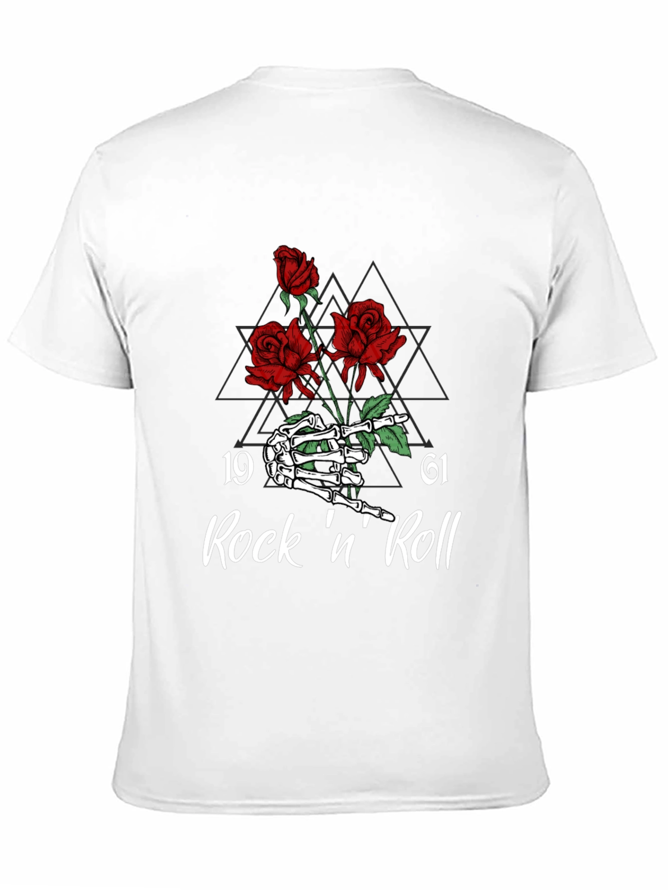 Rock n Roll Skeleton Hand & Roses Graphic Tee