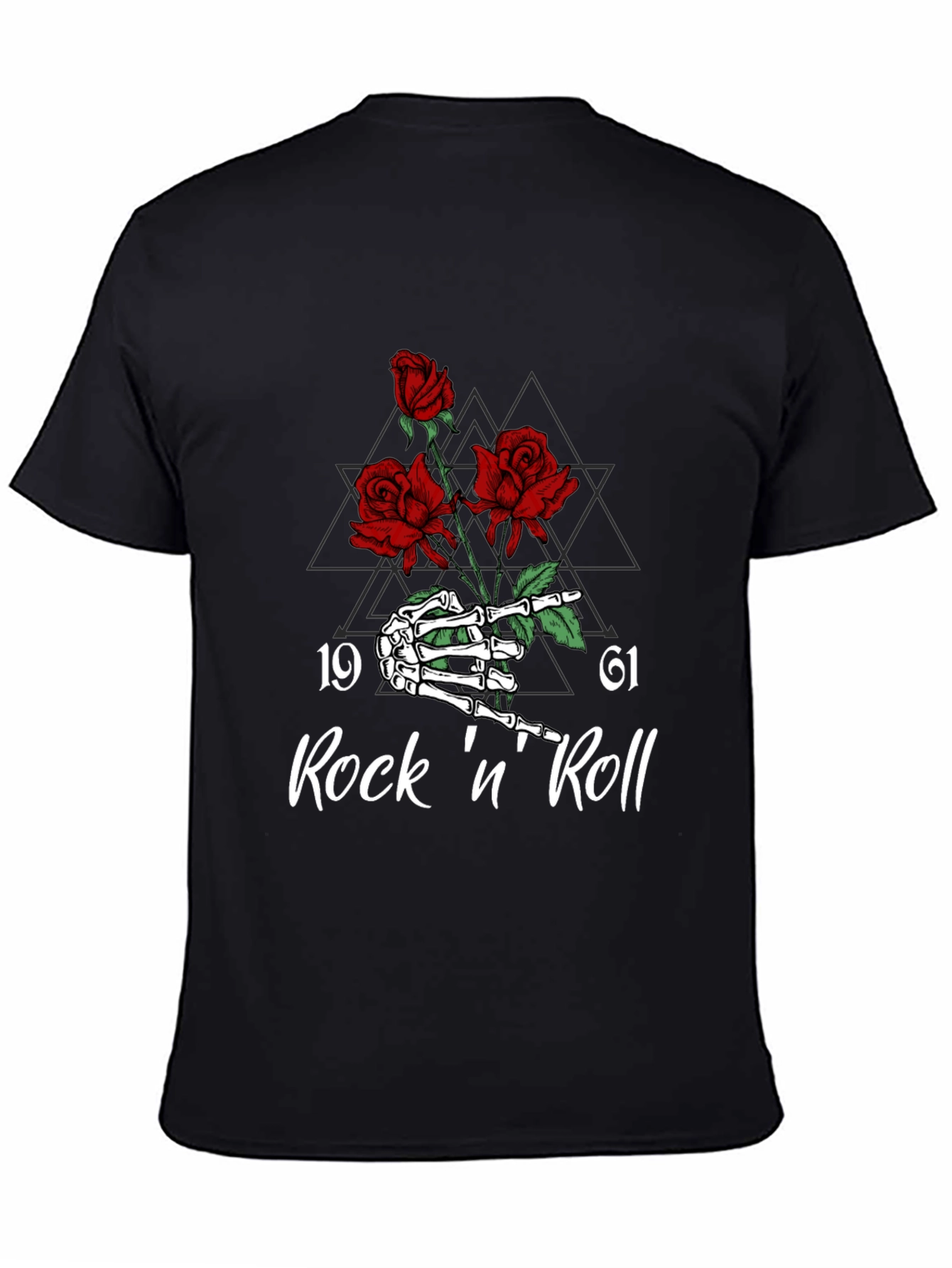 Rock n Roll Skeleton Hand & Roses Graphic Tee