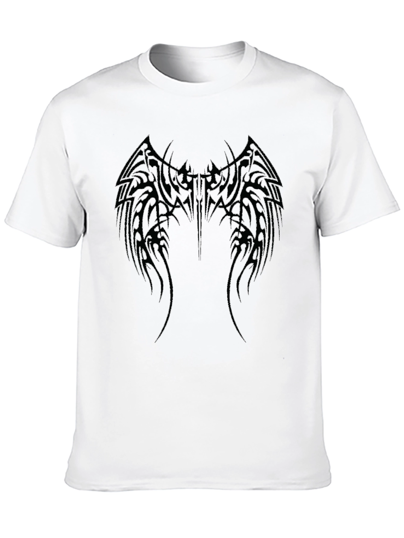 Black T-Shirt with Winged Graphic Print