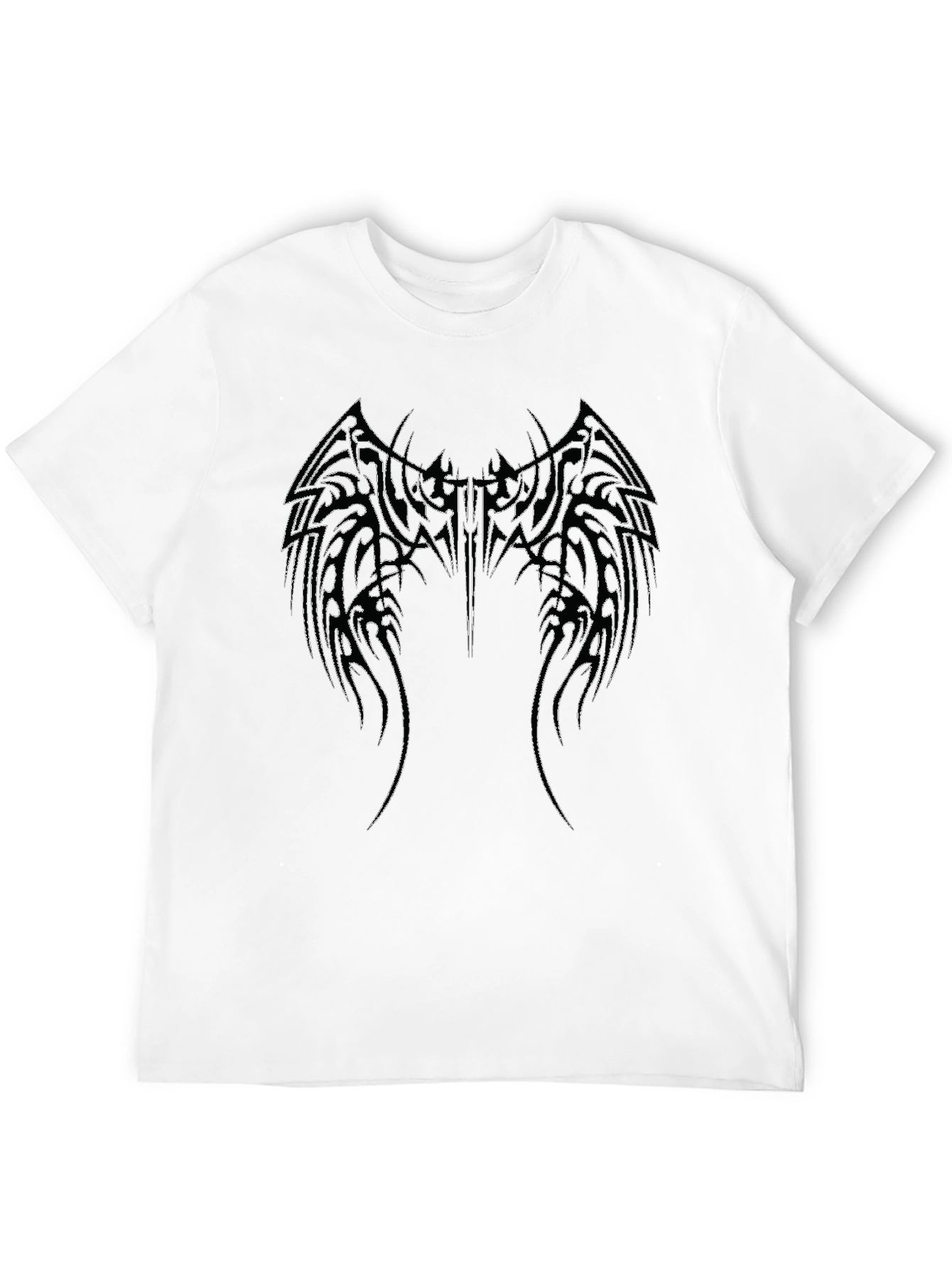 Black T-Shirt with Winged Graphic Print