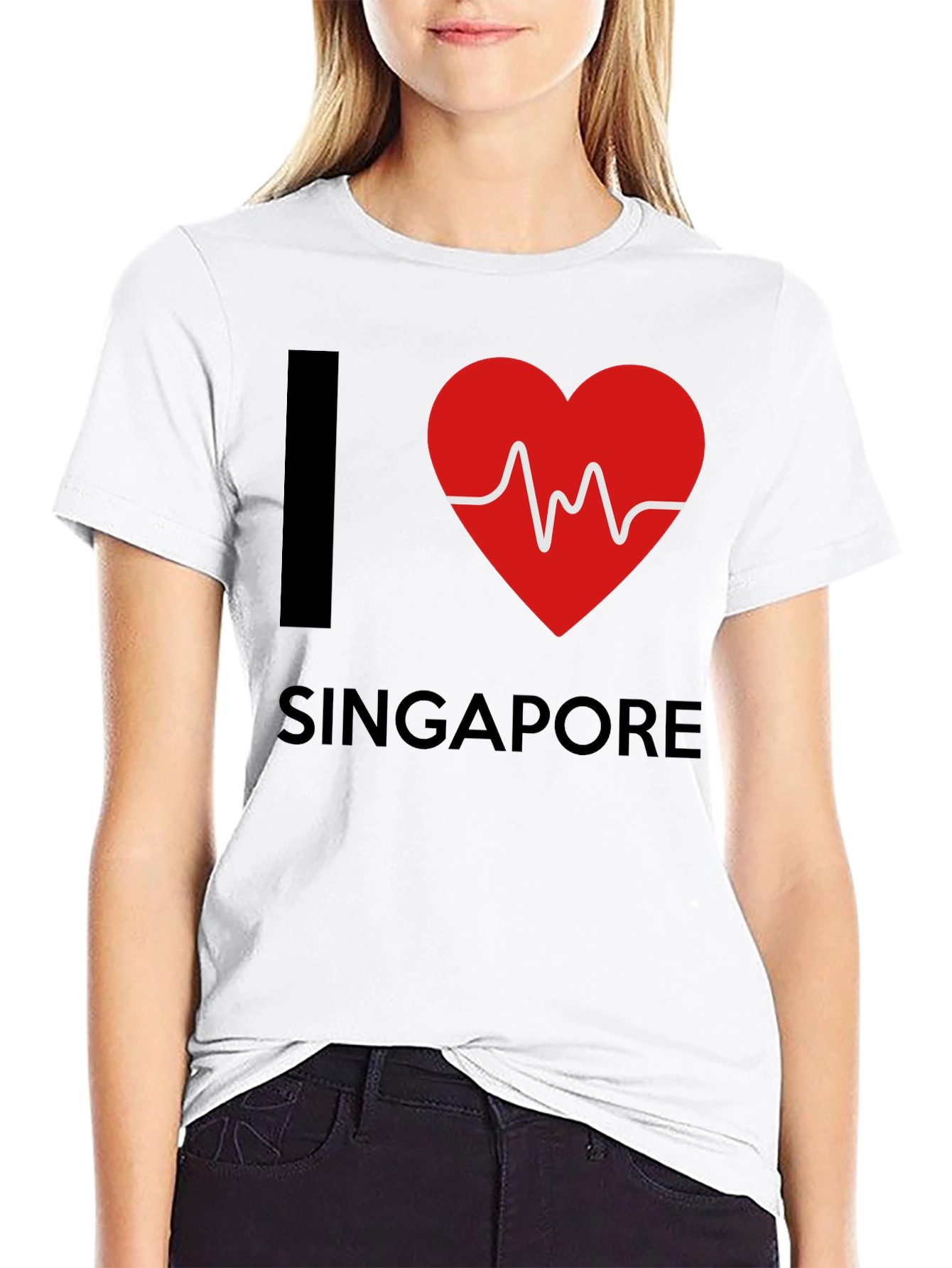 I Love Singapore T-Shirt - Heartbeat Design