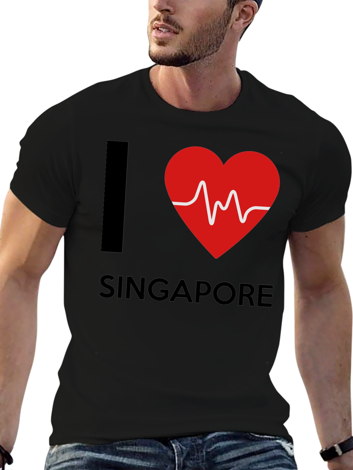 I Love Singapore T-Shirt - Heartbeat Design