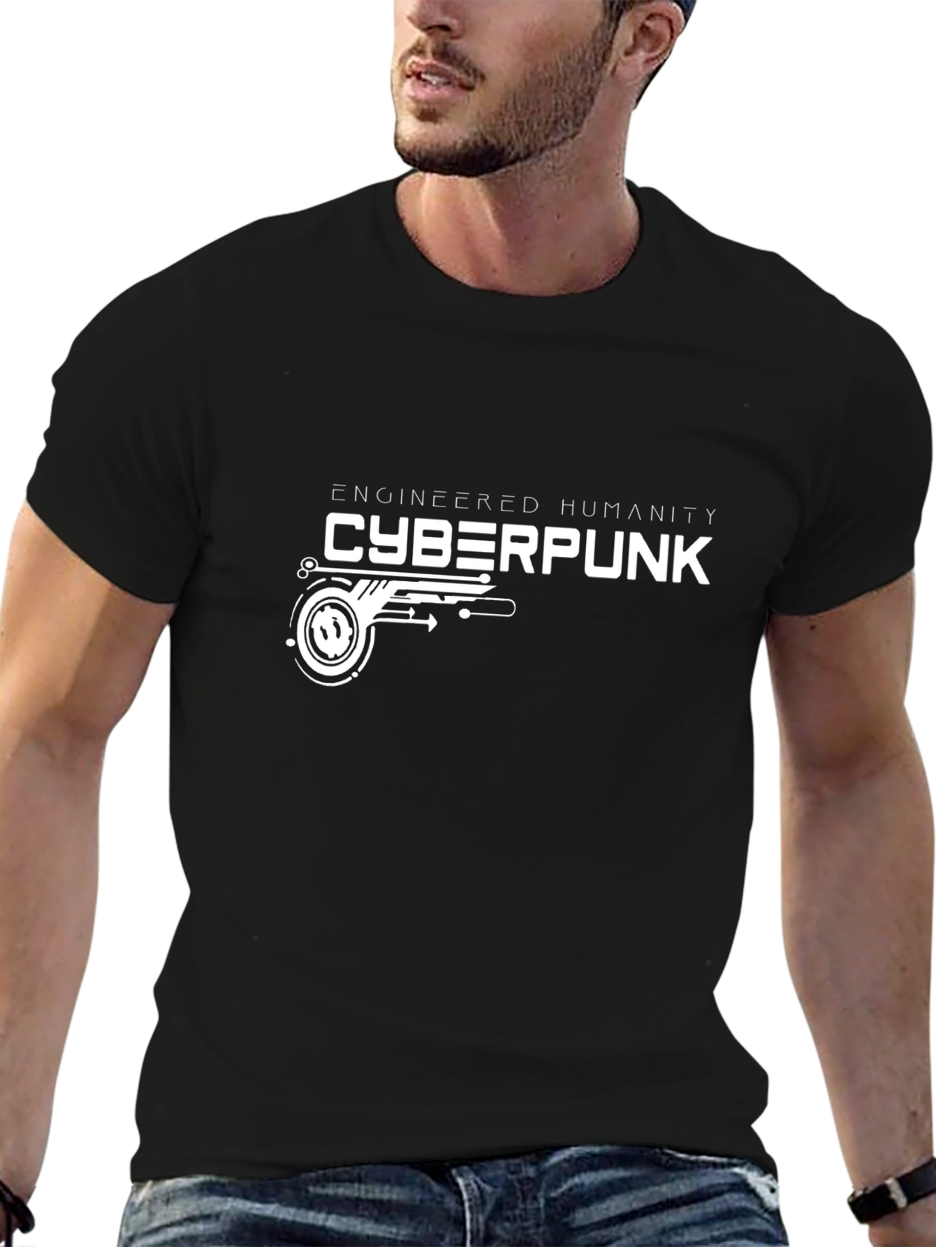 Cyberpunk Graphic Tee - Engineered Humanity Design