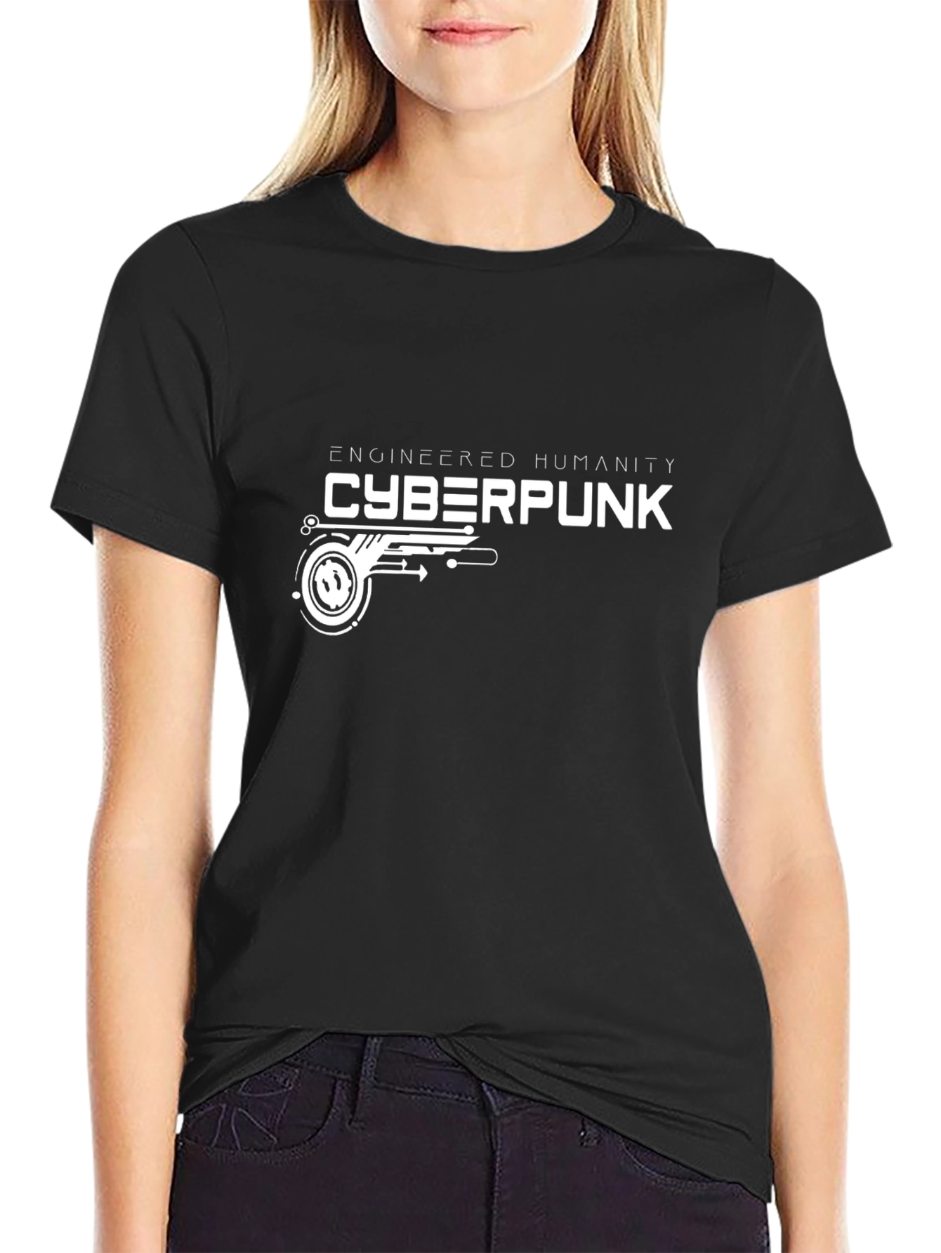 Cyberpunk Graphic Tee - Engineered Humanity Design