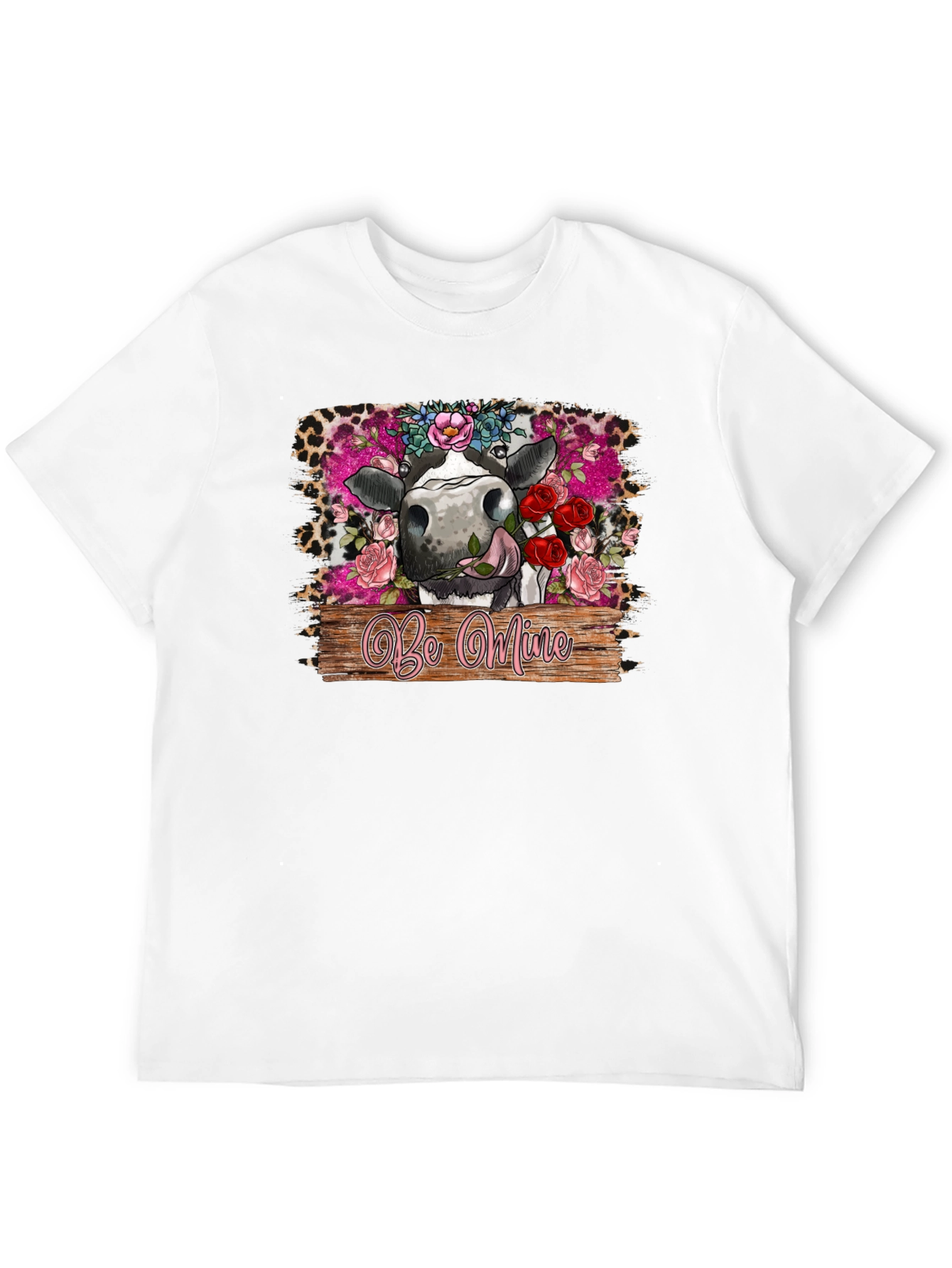 Be Mine Cow Valentines Day Black T-Shirt