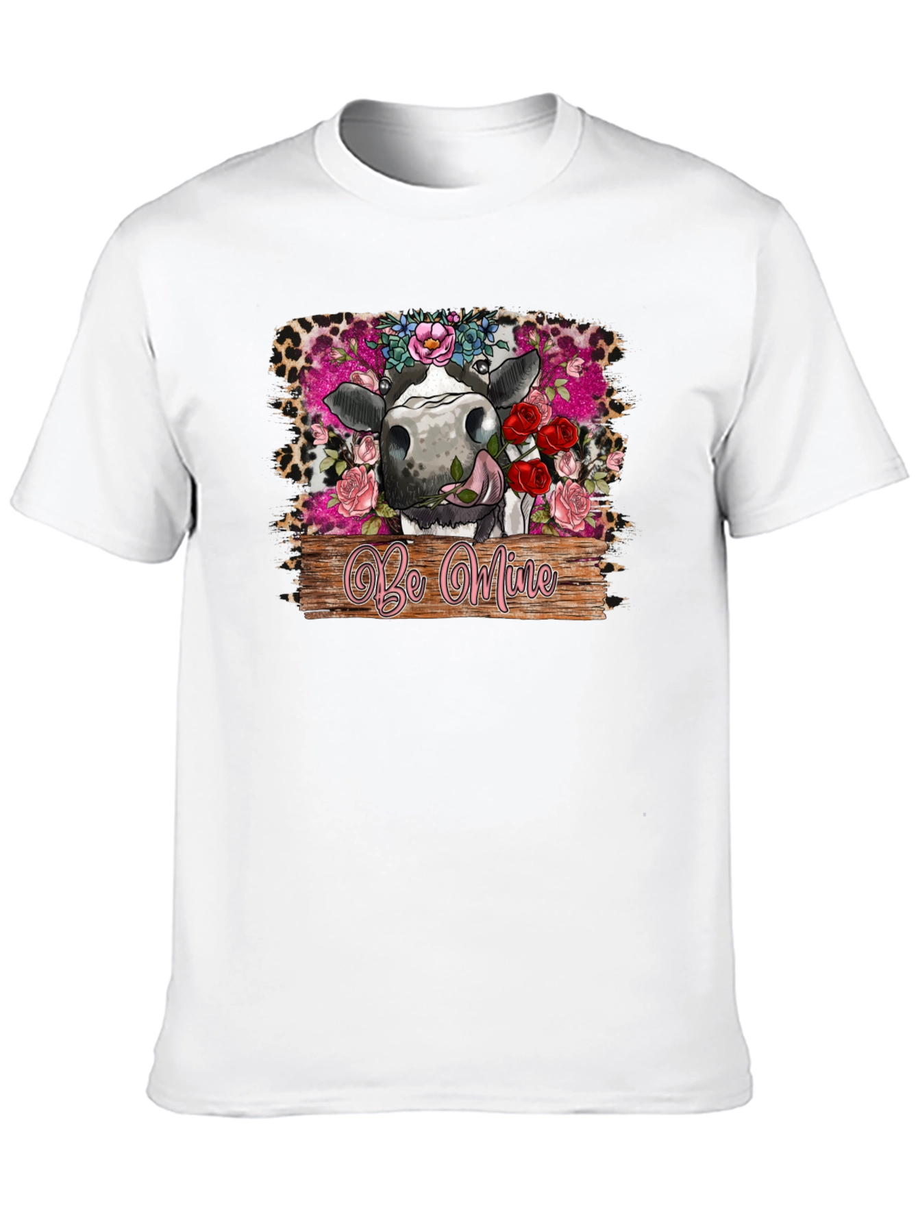 Be Mine Cow Valentines Day Black T-Shirt