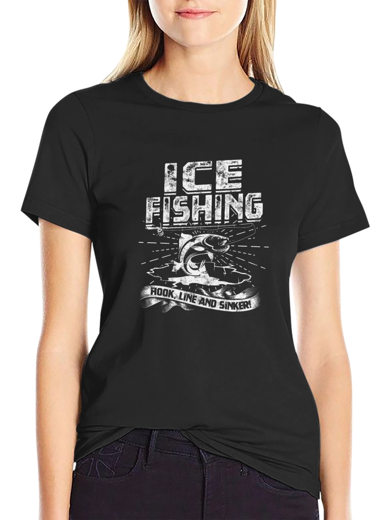 Ice Fishing Hook Line and Sinker T-Shirt