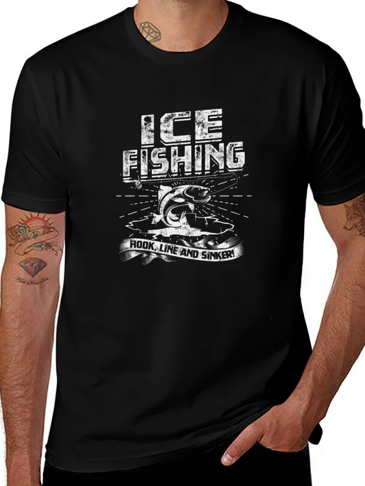Ice Fishing Hook Line and Sinker T-Shirt