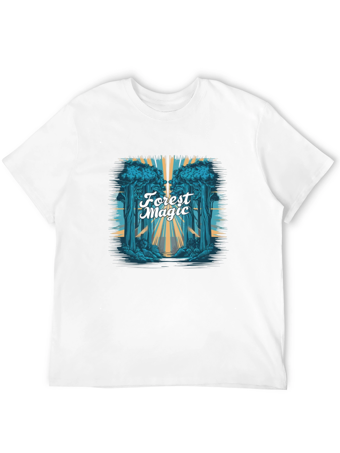 Forest Magic Graphic Tee - Black Cotton T-Shirt