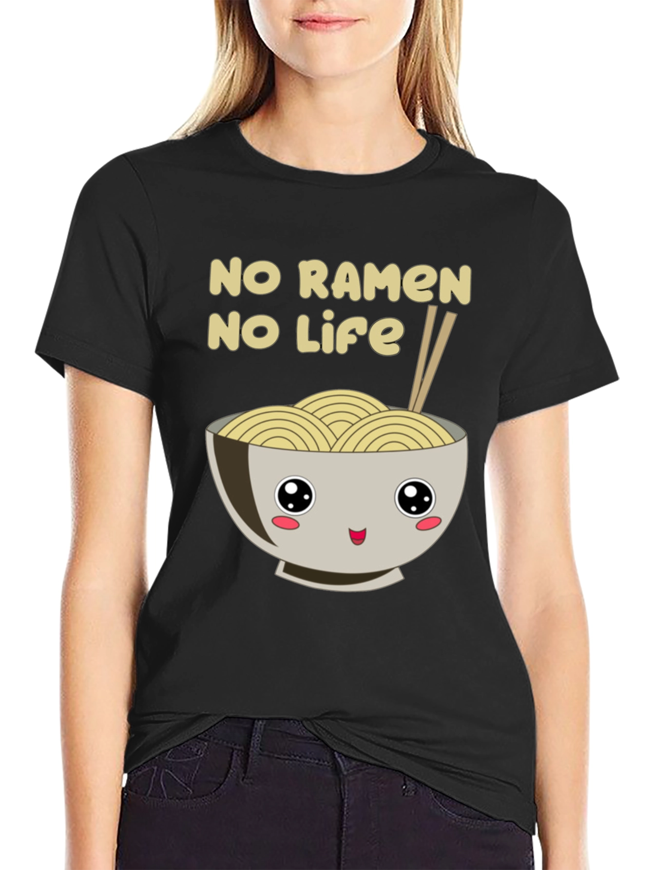 No Ramen No Life Black T-Shirt