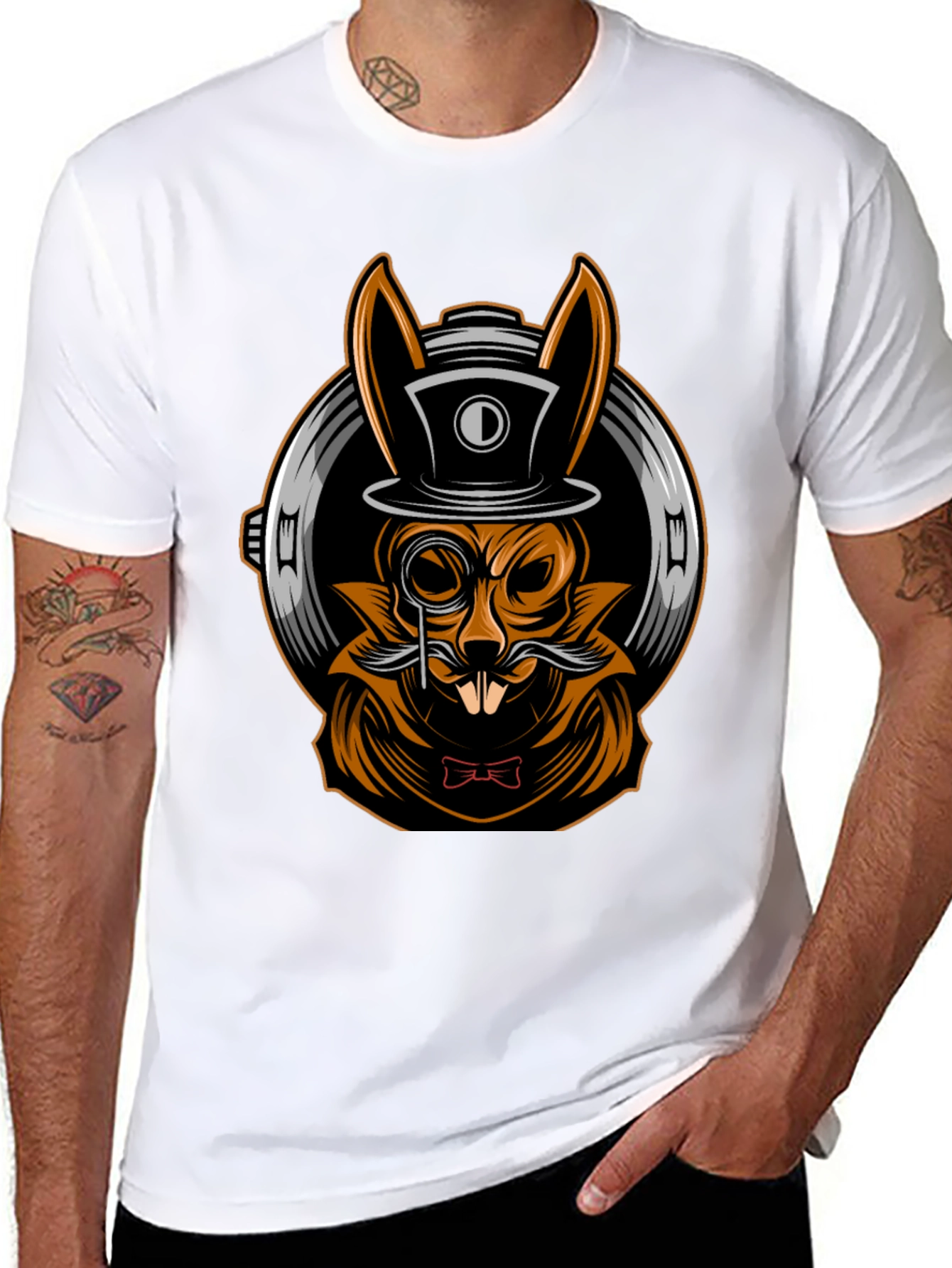 Gentleman Rabbit T-Shirt - Steampunk Style