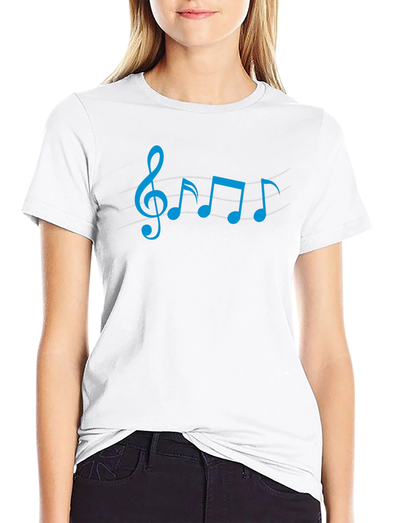 Musical Note Graphic Tee - Black Cotton Shirt