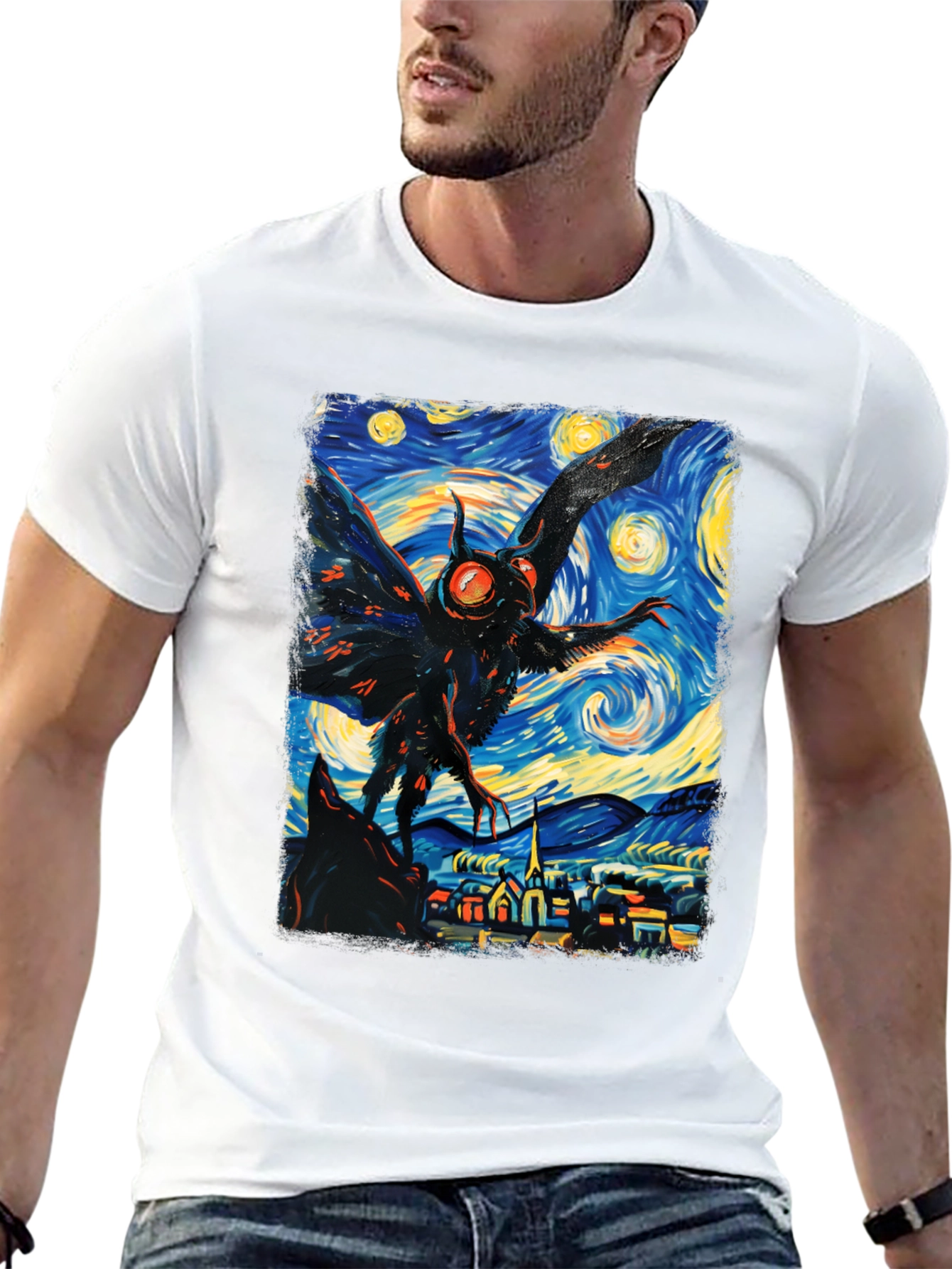 Starry Night Mothman Graphic Tee