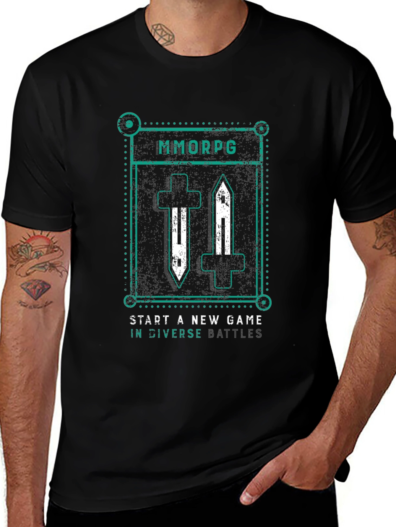MMORPG Game Start Black T-Shirt