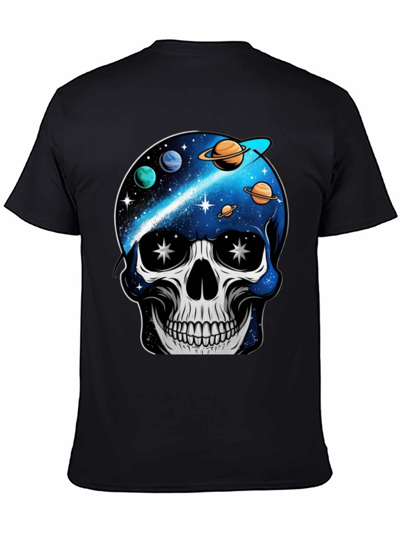 Space Skull Graphic Print T-Shirt - Unique Galaxy Design