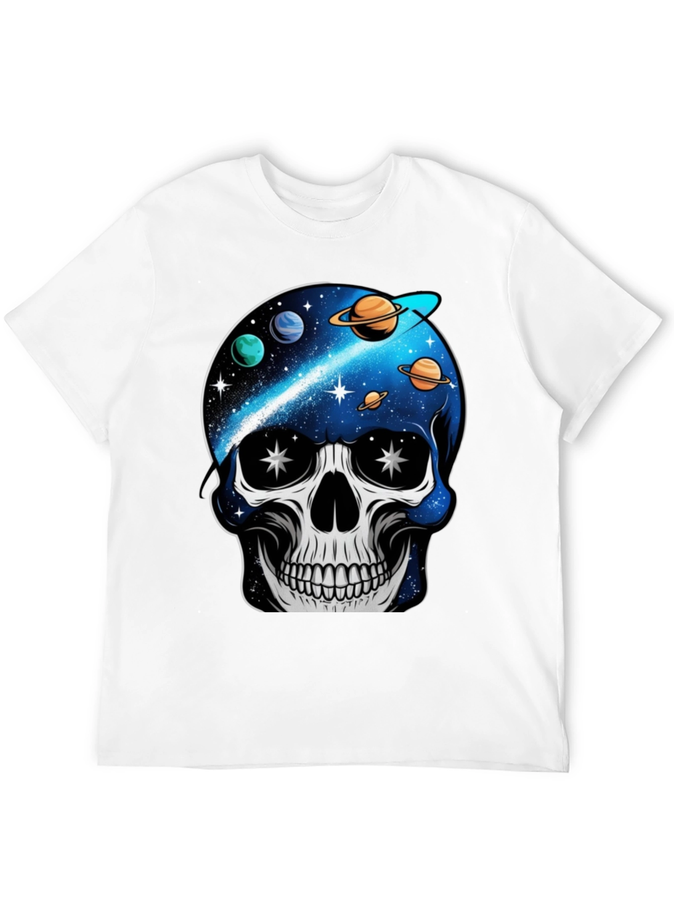 Space Skull Graphic Print T-Shirt - Unique Galaxy Design