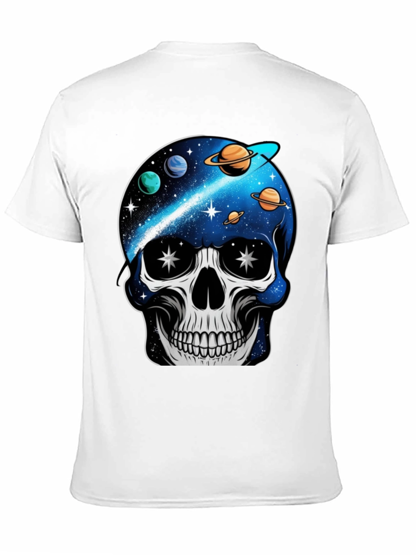 Space Skull Graphic Print T-Shirt - Unique Galaxy Design