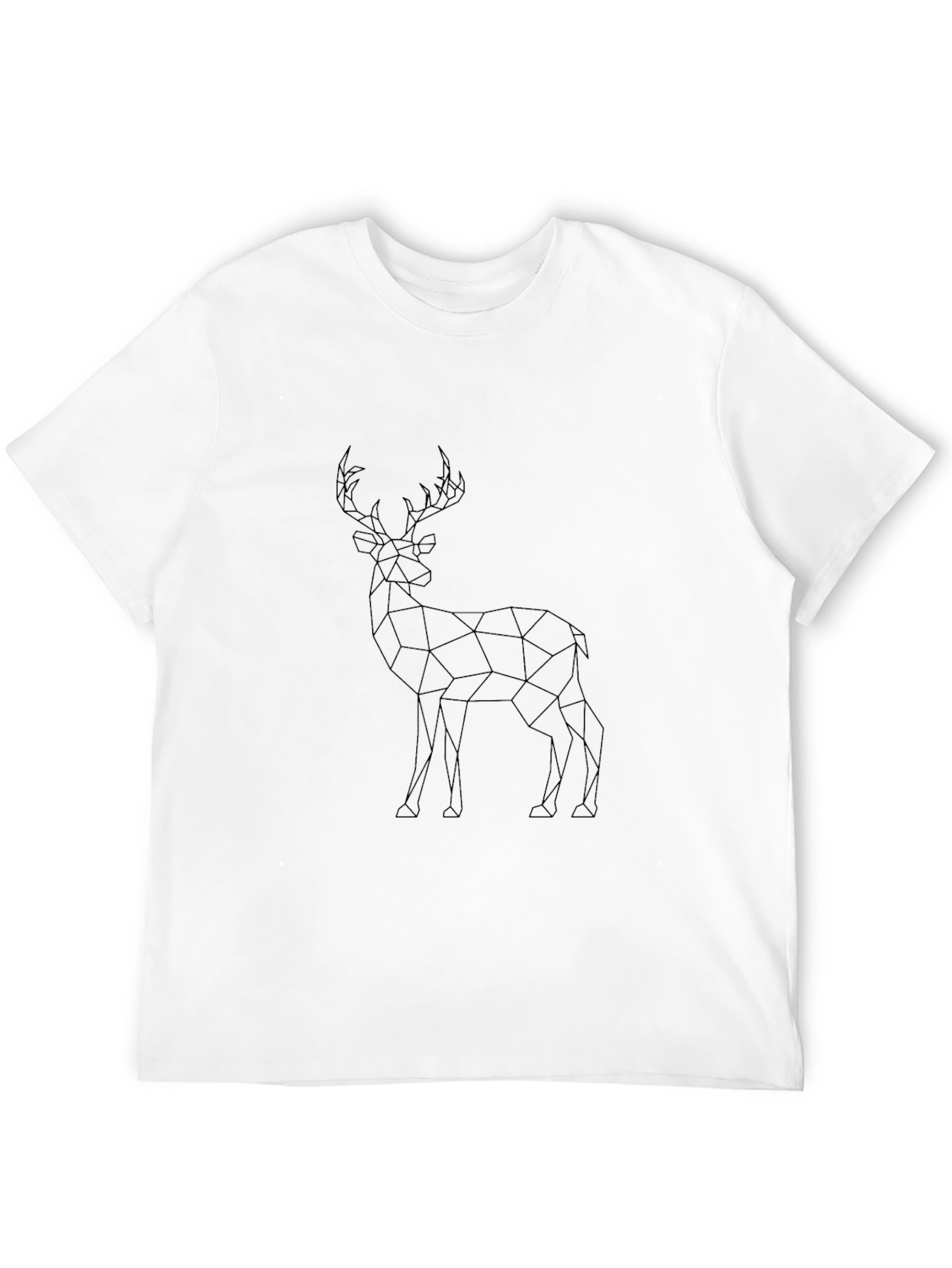 Geometric Deer Graphic Tee - Stylish Black T-Shirt