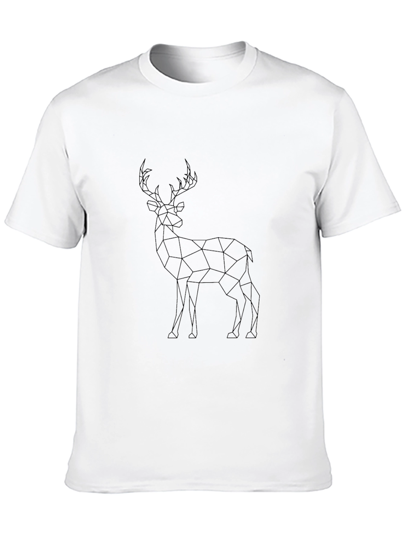 Geometric Deer Graphic Tee - Stylish Black T-Shirt