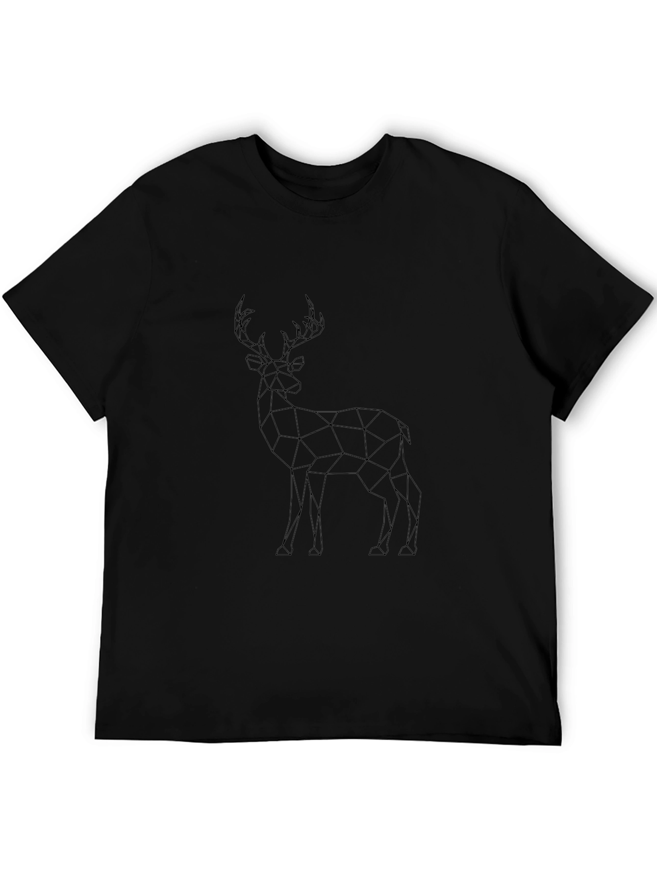 Geometric Deer Graphic Tee - Stylish Black T-Shirt