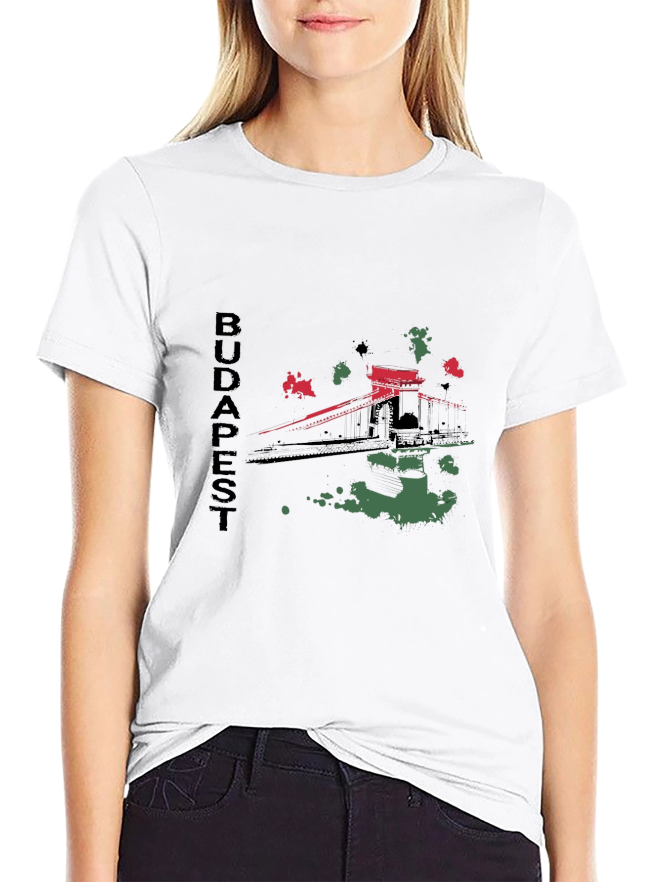 Budapest Bridge Graphic T-Shirt - Black