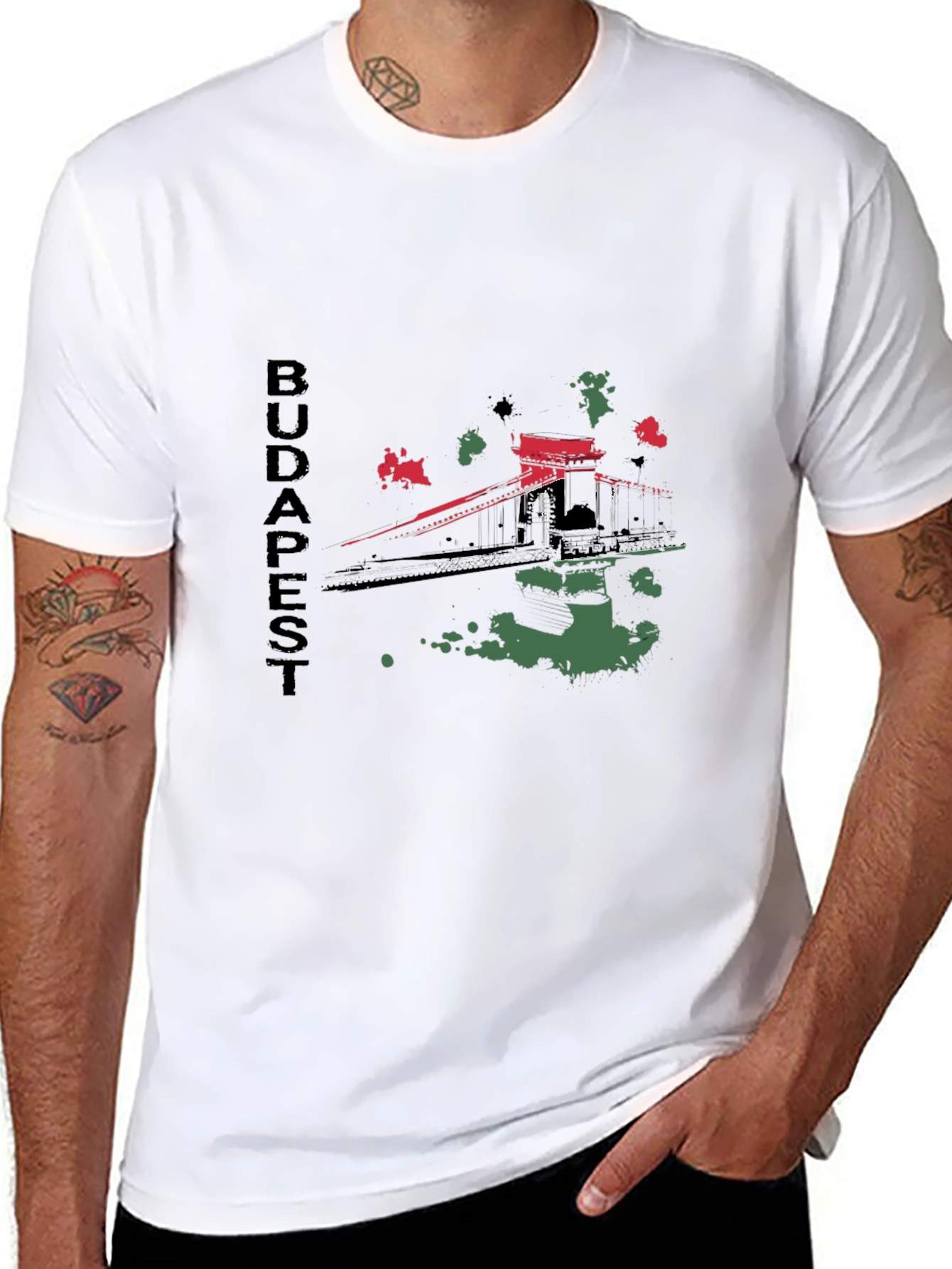 Budapest Bridge Graphic T-Shirt - Black