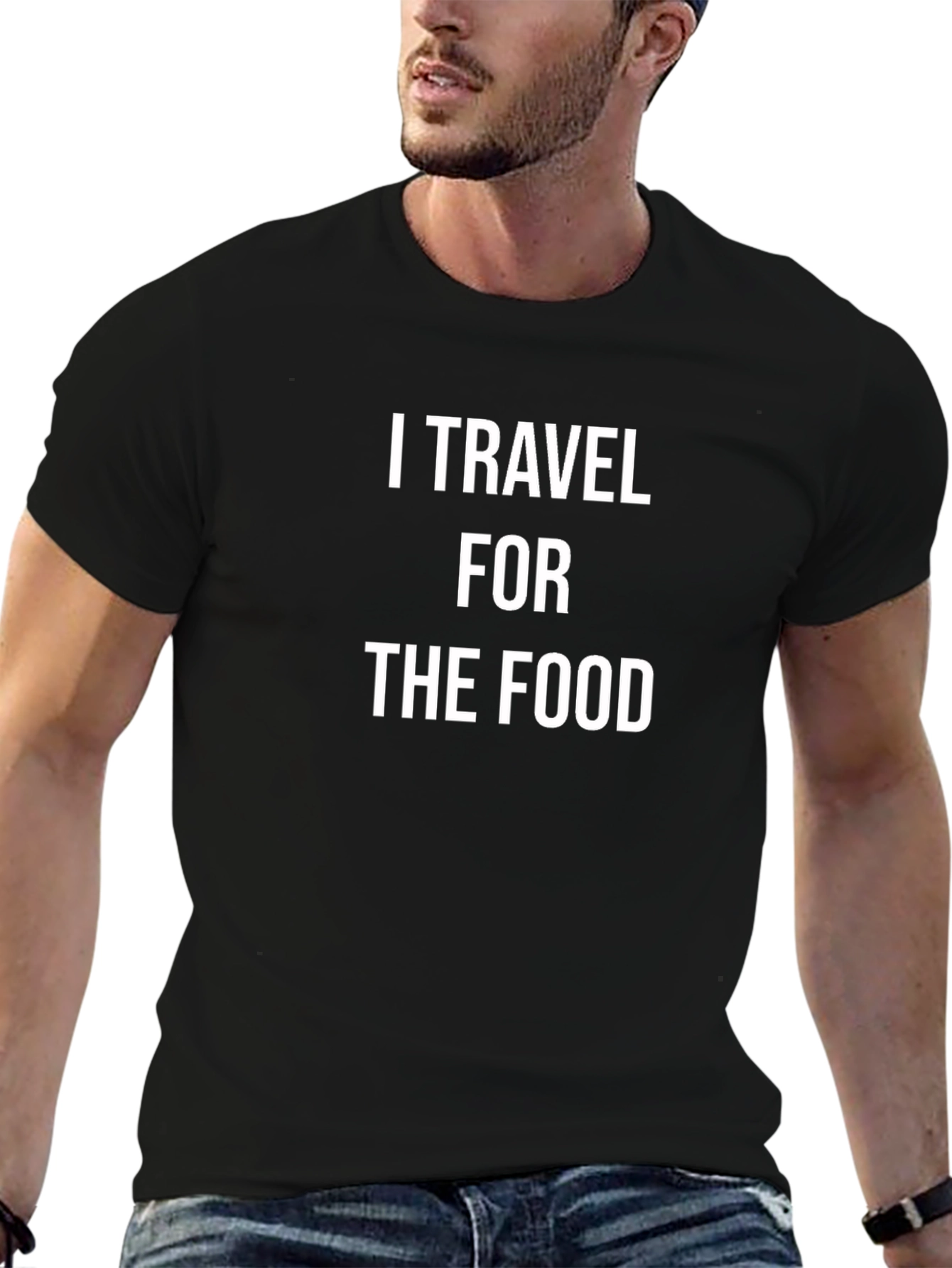 I Travel for the Food Black T-Shirt