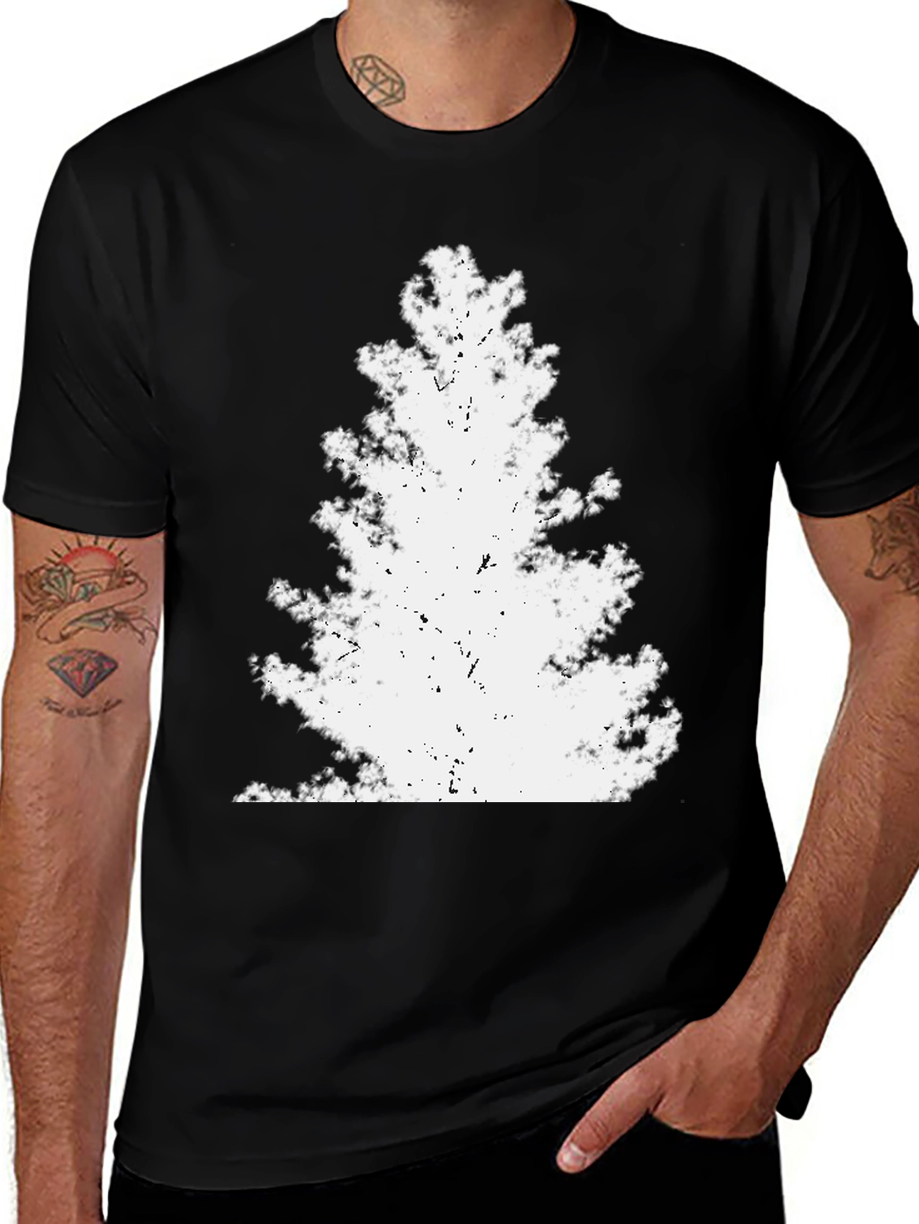 Grunge Tree Graphic Tee - Black