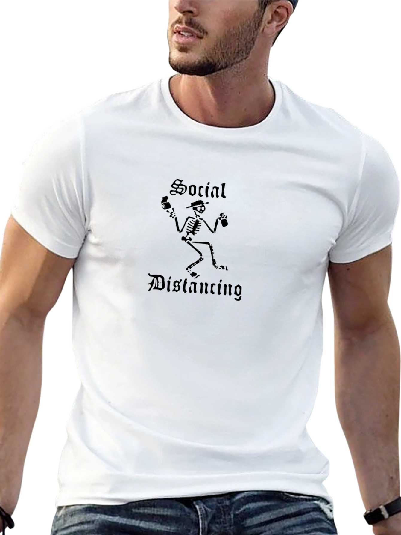 Social Distancing Skeleton Graphic Tee