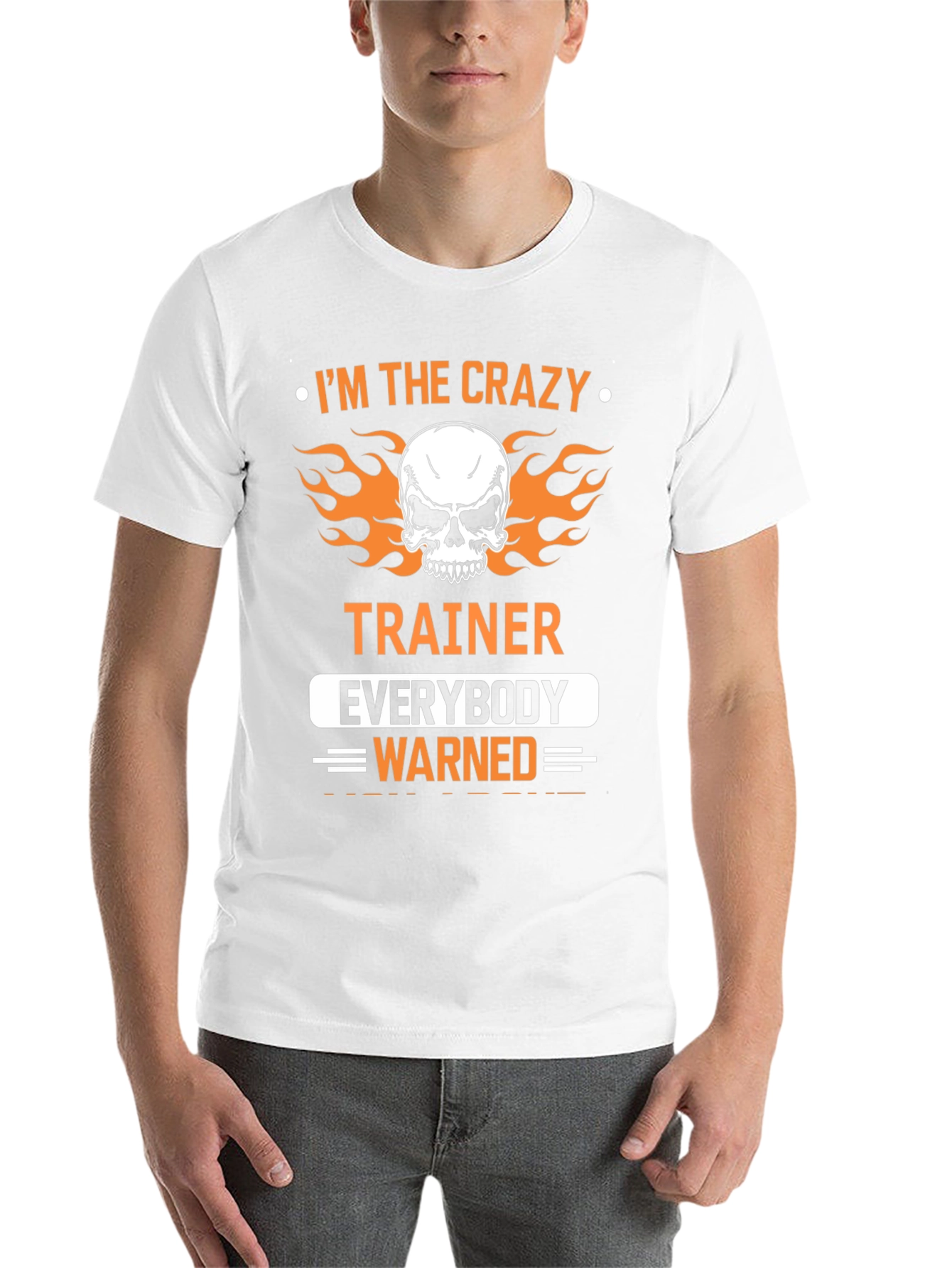 Crazy Trainer Skull Graphic Tee - Gym Humor