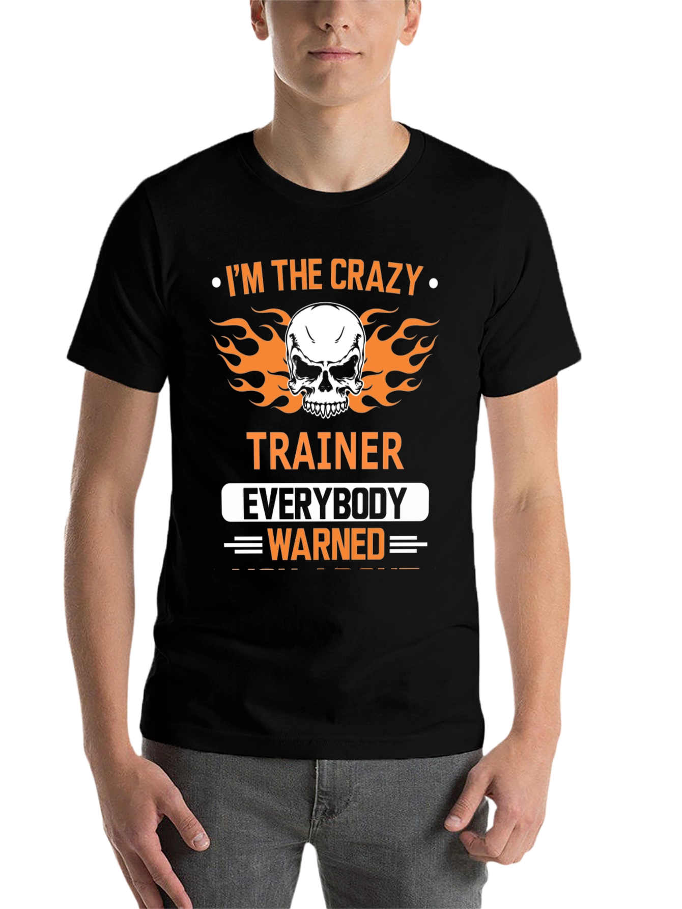 Crazy Trainer Skull Graphic Tee - Gym Humor