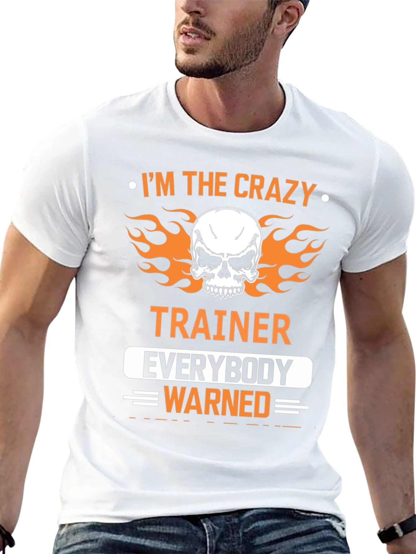 Crazy Trainer Skull Graphic Tee - Gym Humor