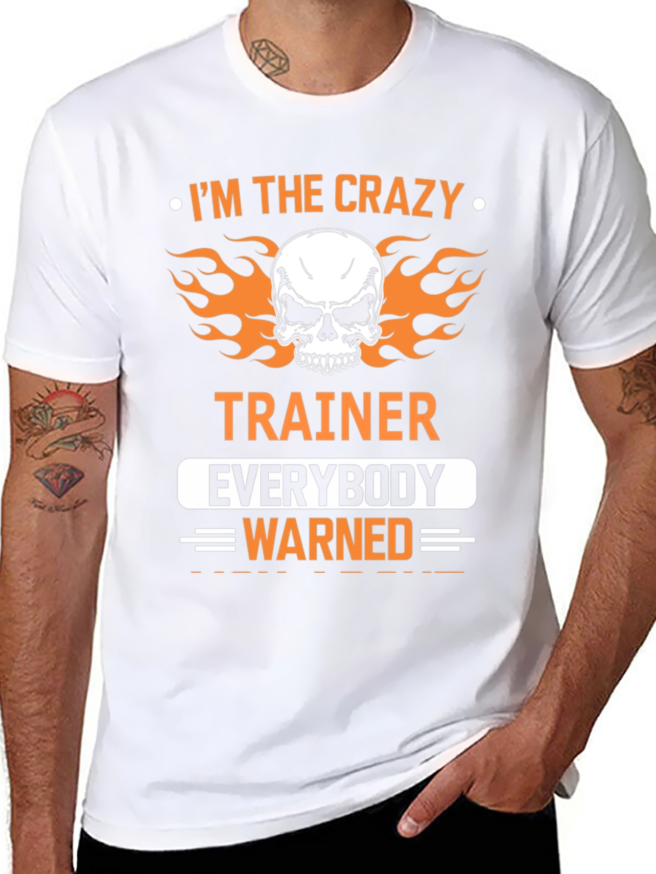Crazy Trainer Skull Graphic Tee - Gym Humor