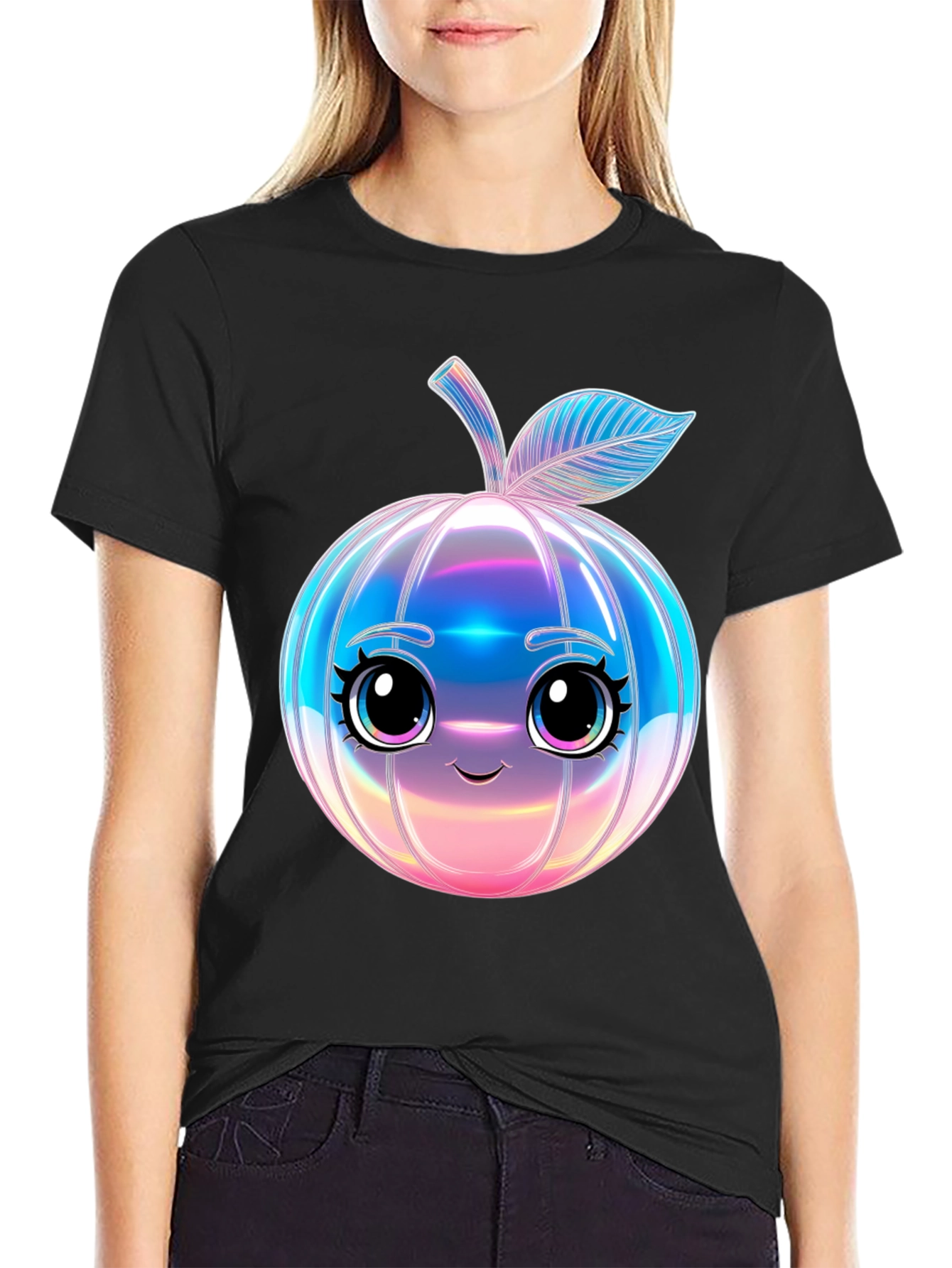 Cute Anime Apple Graphic T-Shirt