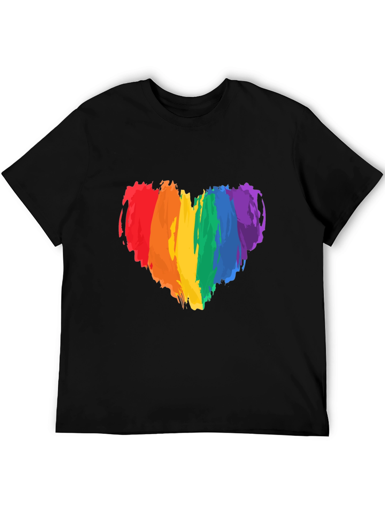 Rainbow Heart Pride T-Shirt - Black Cotton Tee