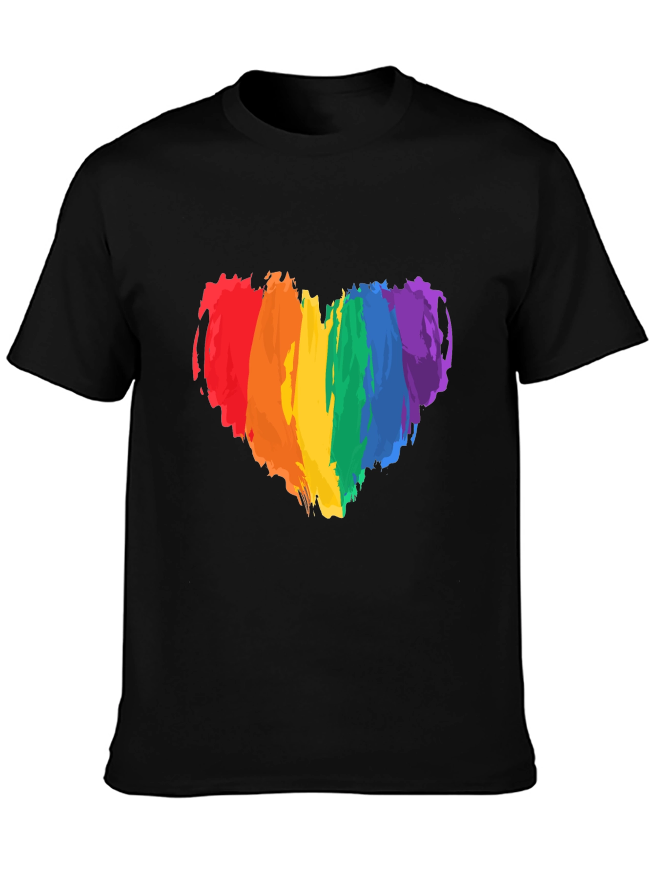 Rainbow Heart Pride T-Shirt - Black Cotton Tee