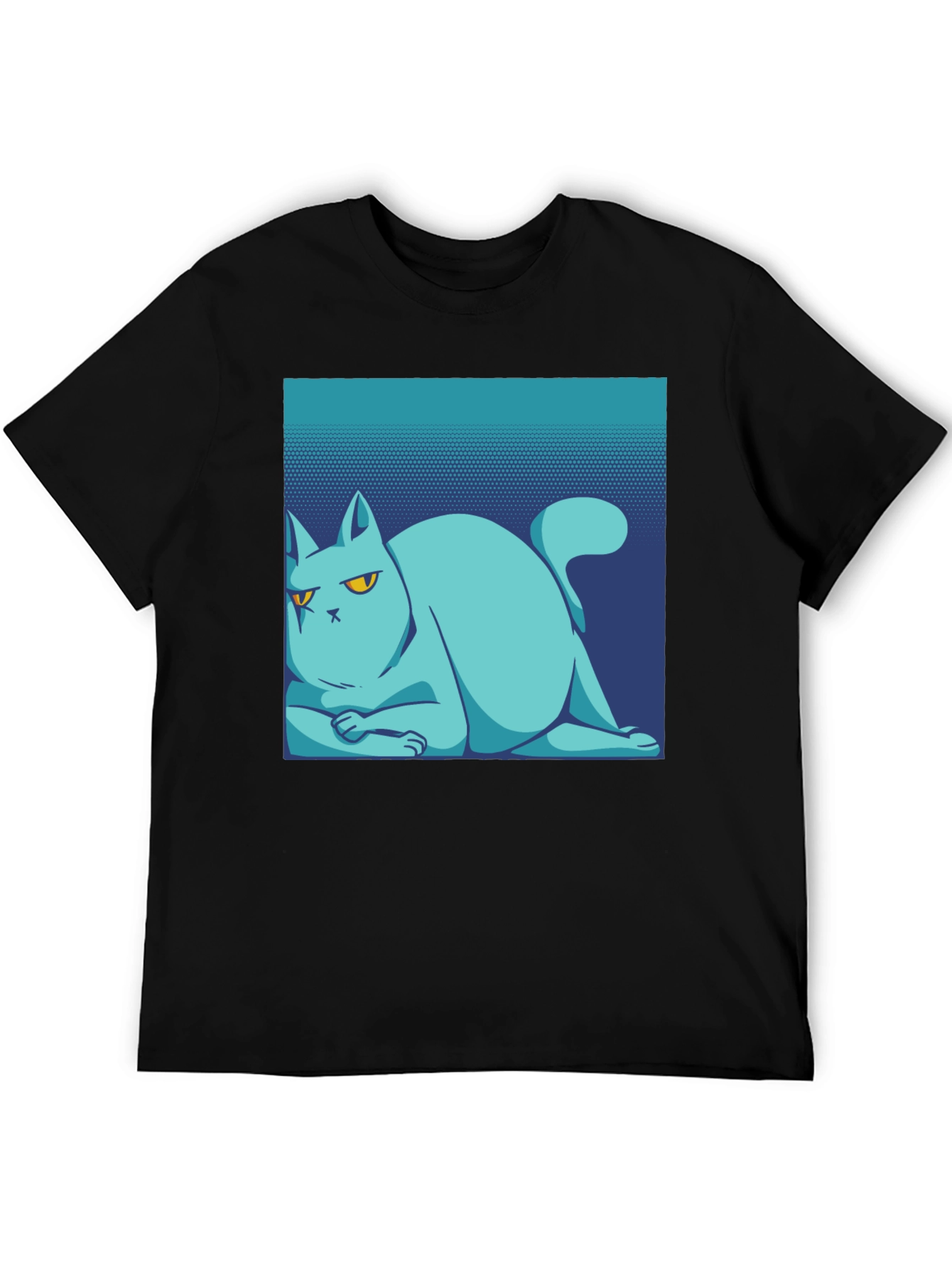 Cool Cat Tee: Black Cotton T-Shirt with Unique Graphic