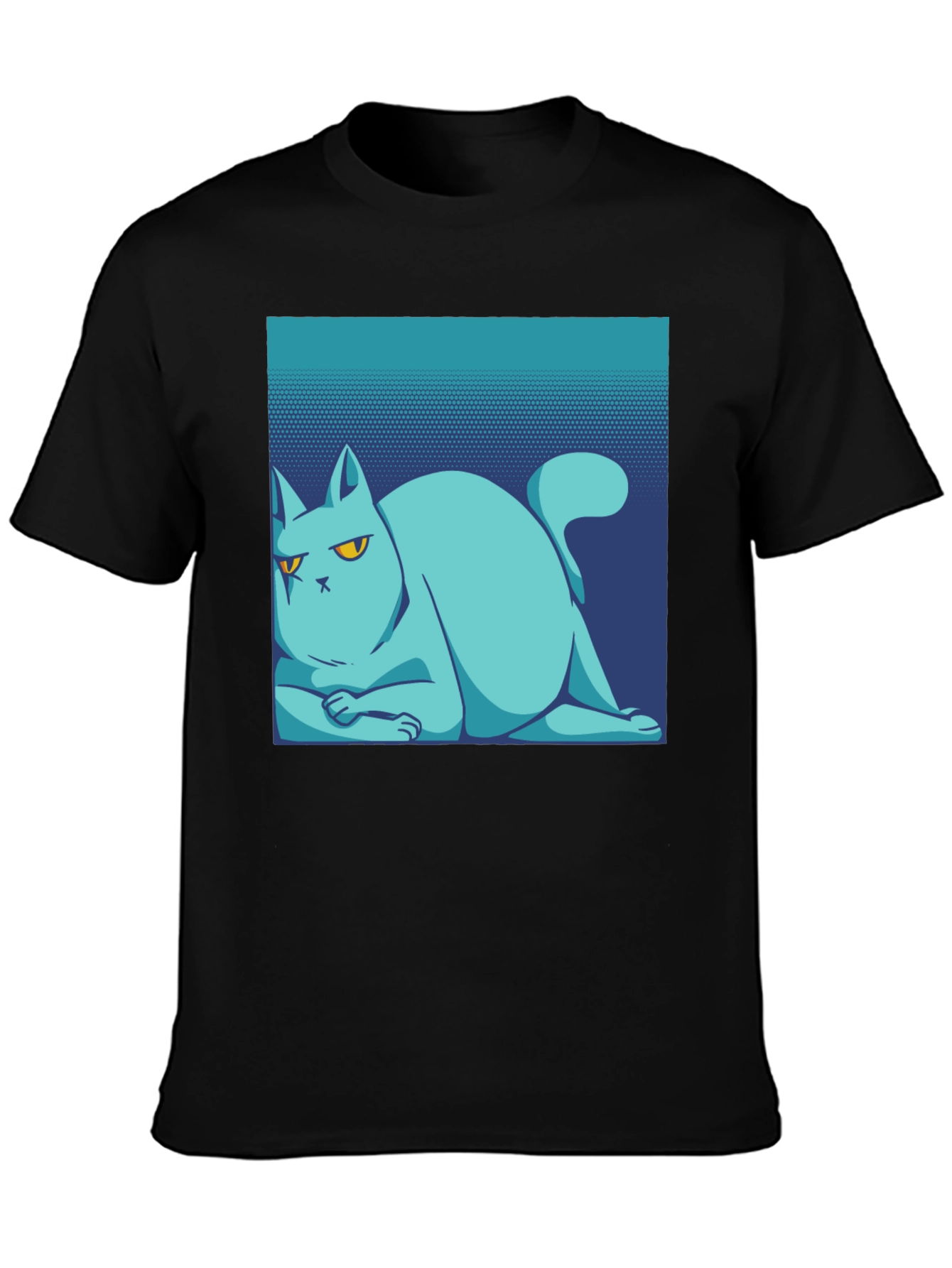 Cool Cat Tee: Black Cotton T-Shirt with Unique Graphic